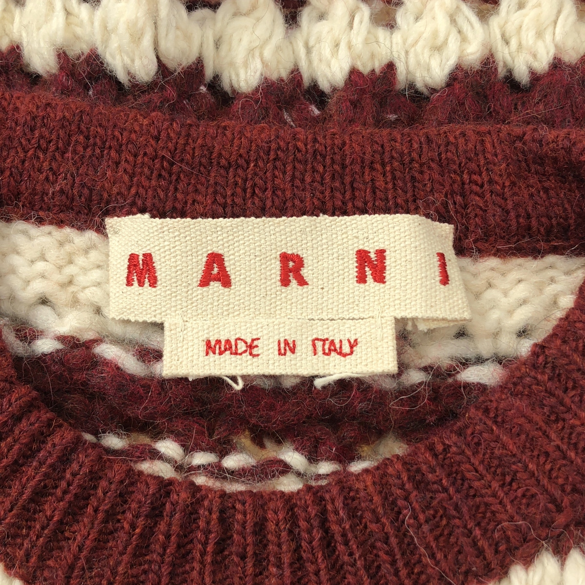 MARNI / マルニ Striped Wool Blend Crochet Sweater  半袖 ウール クロシェットニット