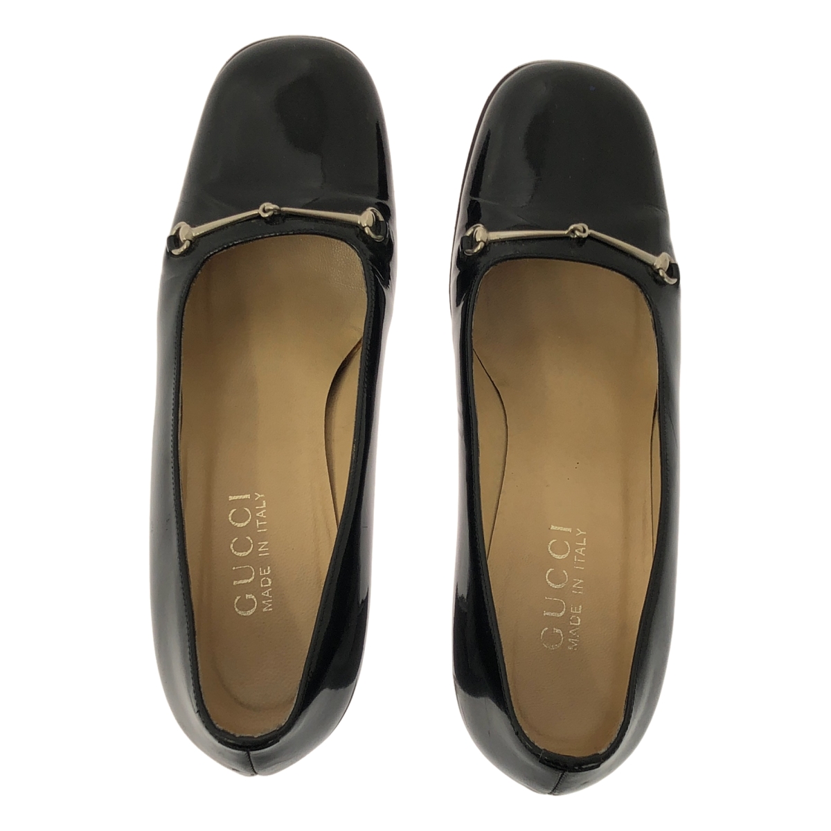 GUCCI / グッチ パテントレザー ホースビット チャンキーヒール パンプス