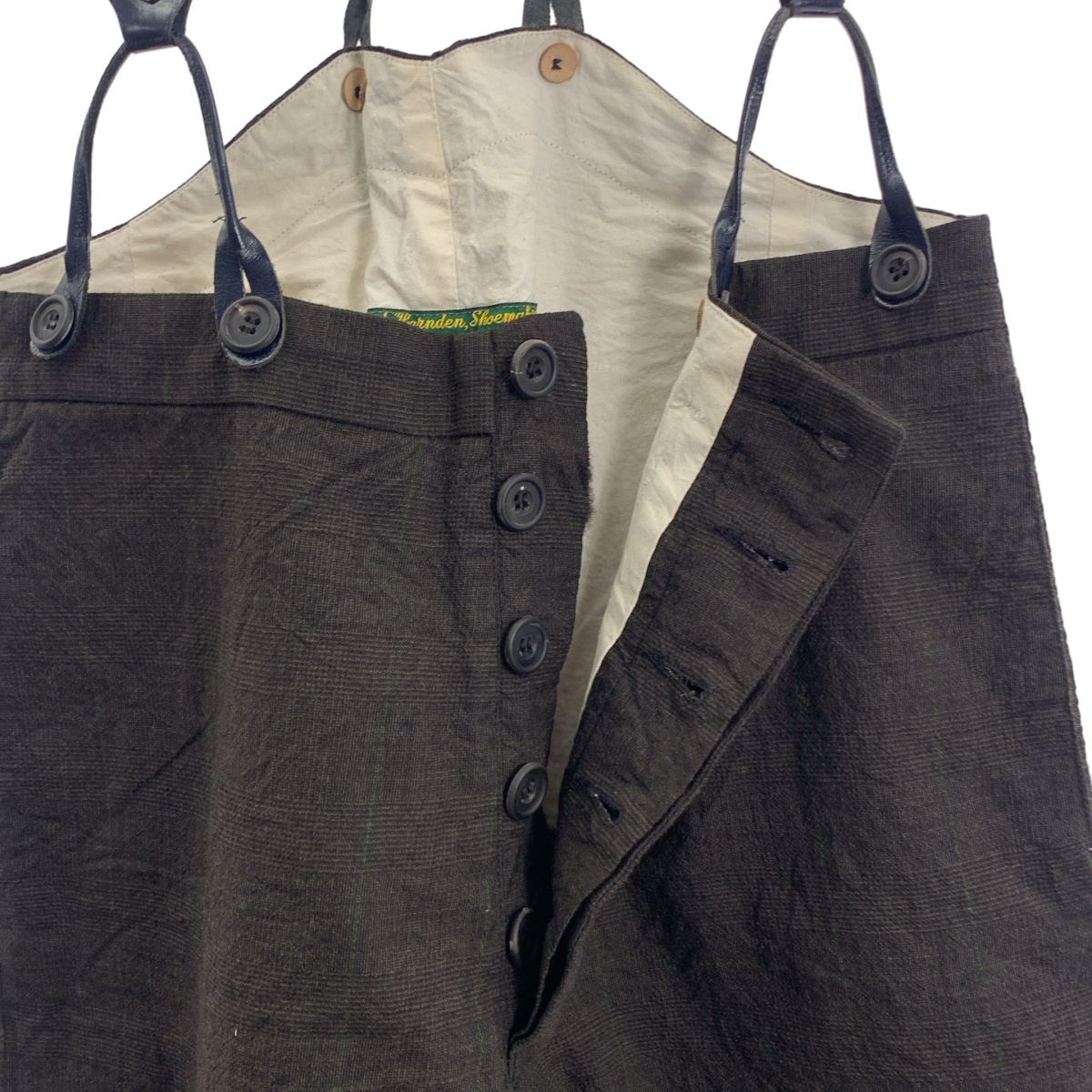 Paul Harnden / ポールハーデン suspender pants / レザー切替 サルペンダー ショートパンツ ショーツ