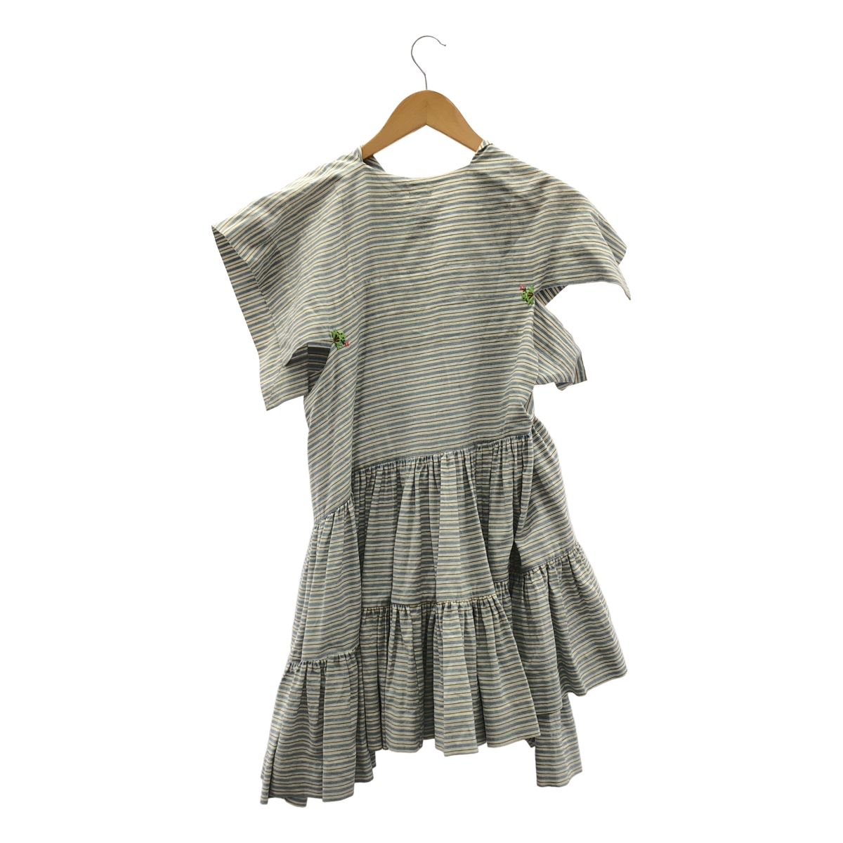 BERNHARD WILLHELM / ベルンハルトウイルヘルム アシンメトリー エンブロイダリー ギャザー ボリューム ワンピース