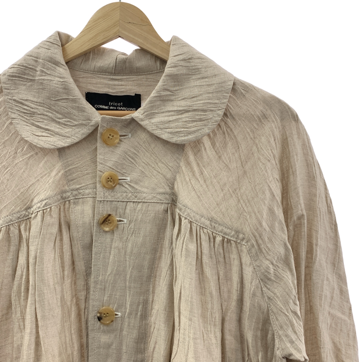 tricot COMME des GARCONS / トリココムデギャルソン リネン ナイロン ラウンドカラー シャツ ワンピース