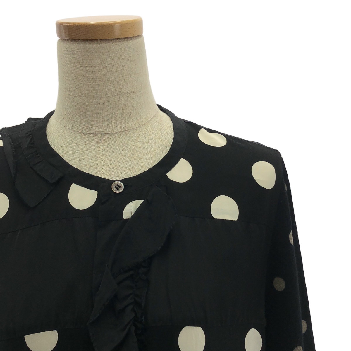 tricot COMME des GARCONS / トリココムデギャルソン フリル 切替 ドット ブラウス