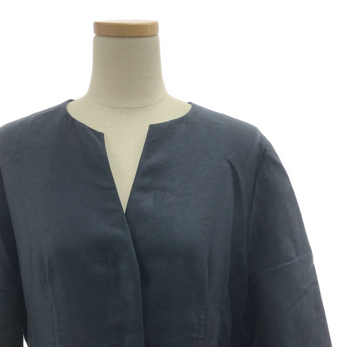 ebure / エブール リネン レーヨン混 半袖 ベルト ワンピース