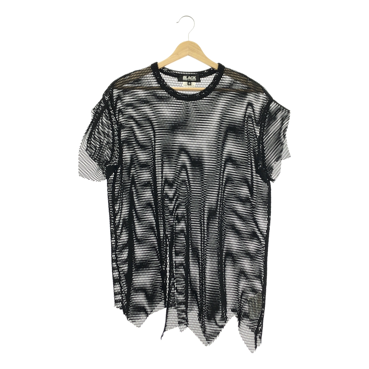 BLACK COMME des GARCONS / ブラックコムデギャルソン ポリエステル 変形 メッシュ クルーネック Tシャツ カットソー