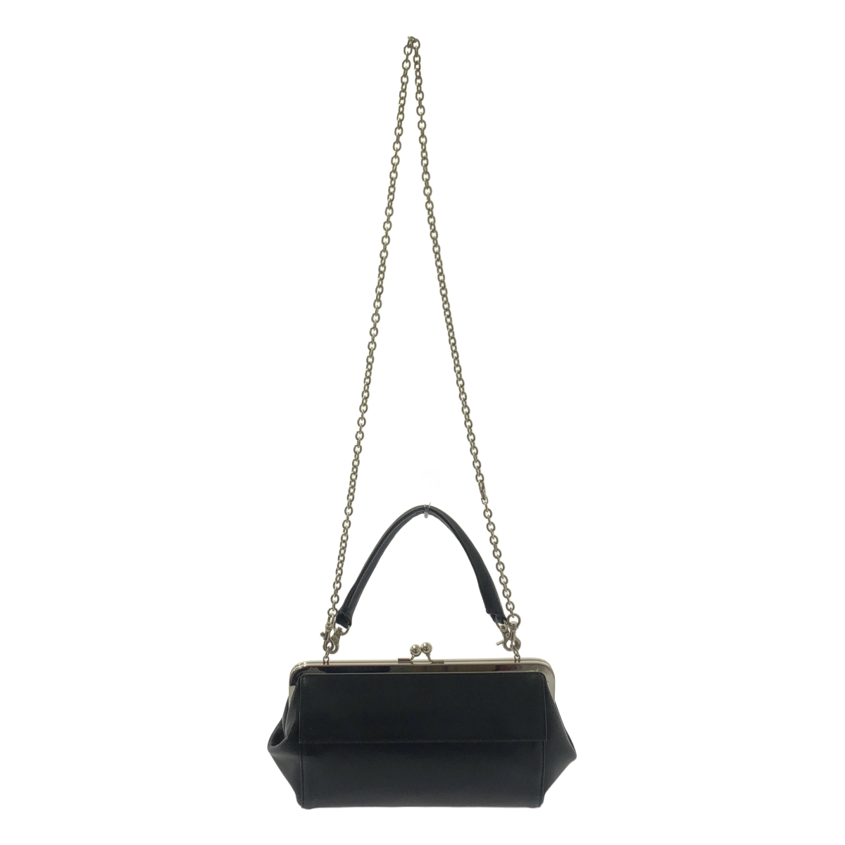 Y’s Red Labe / ワイズレッドレーベル 2way チェーンショルダー付き 牛革 レザー がま口 ハンドバッグ