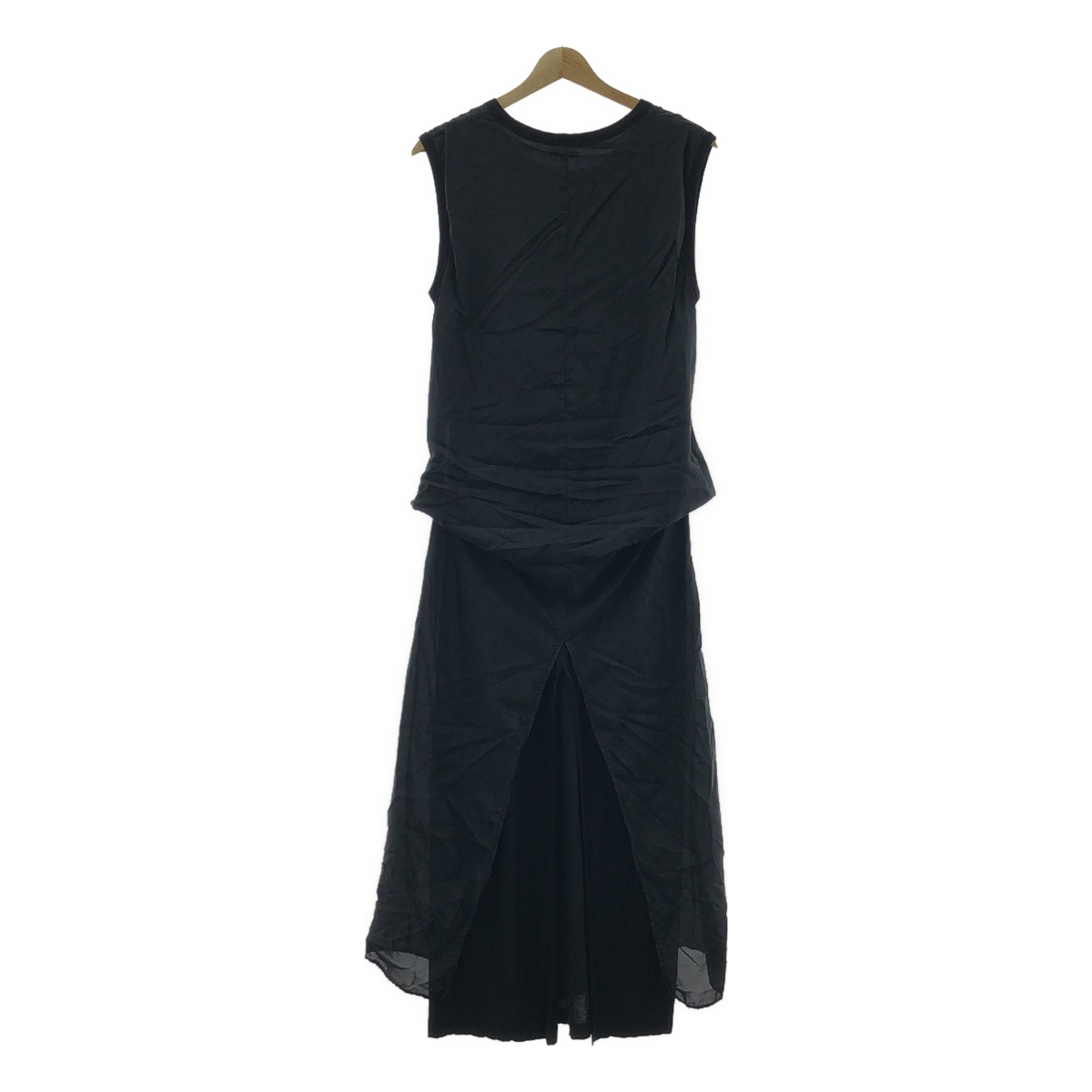 DRIES VAN NOTEN / ドリスヴァンノッテン ノースリーブ シルクコットン ドレープ ロングワンピース