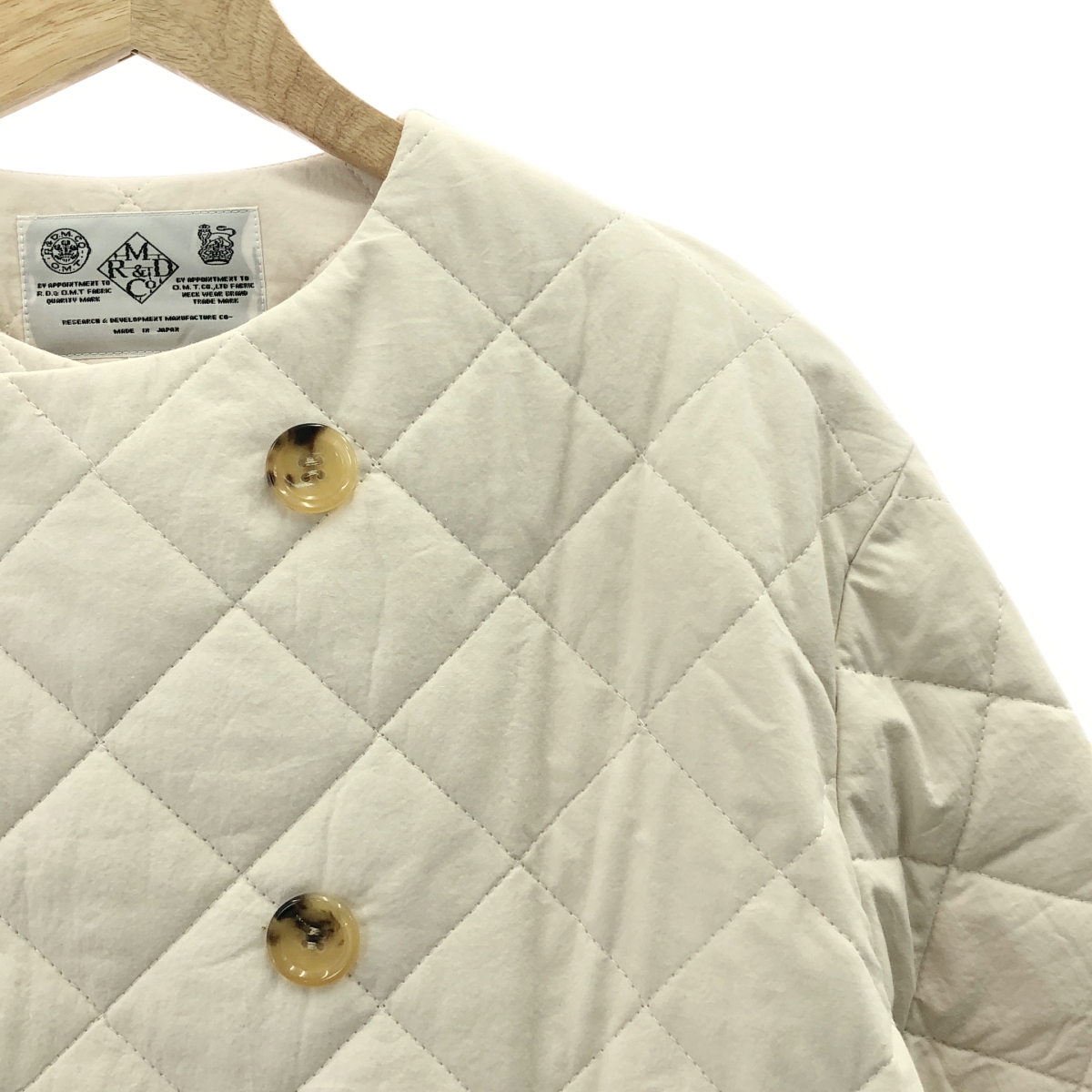 R & D.M.Co- / オールドマンズテーラー QUILTING DOUBLE BUTTON COAT キルティング ダブルボタン ノーカラーコート