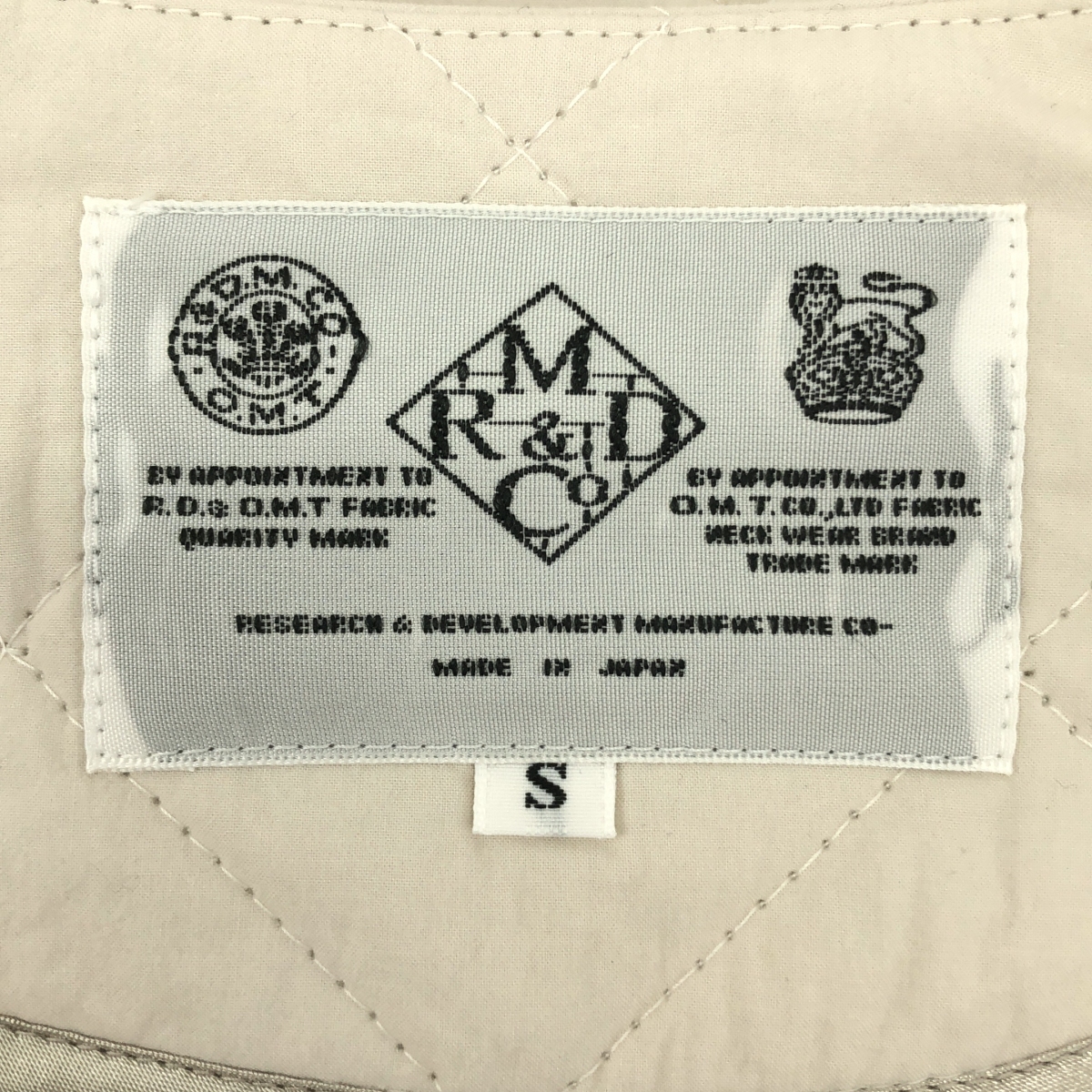 R & D.M.Co- / オールドマンズテーラー QUILTING DOUBLE BUTTON COAT キルティング ダブルボタン ノーカラーコート