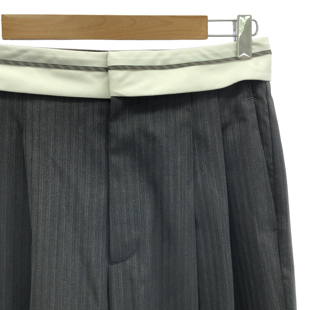 BEAUTY&YOUTH / ビューティーアンドユース ストライプ マーベルト タック ワイド パンツ