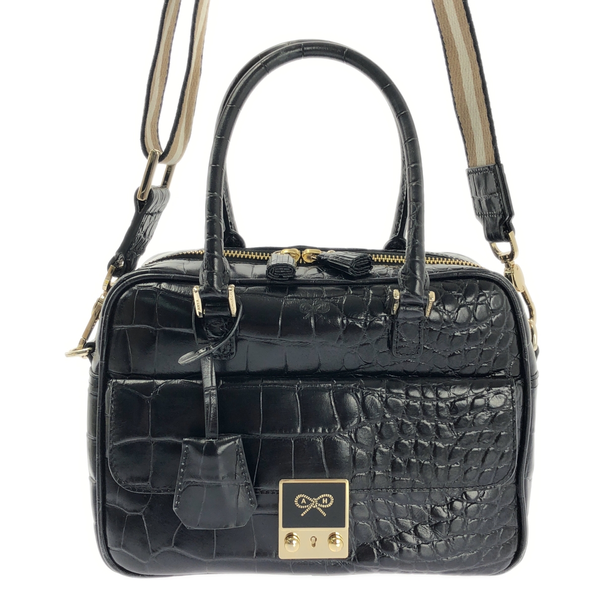 ANYA HINDMARCH / アニヤハインドマーチ カーカー ミニ 2Way クロコ型押し レザー ハンド ショルダーバッグ