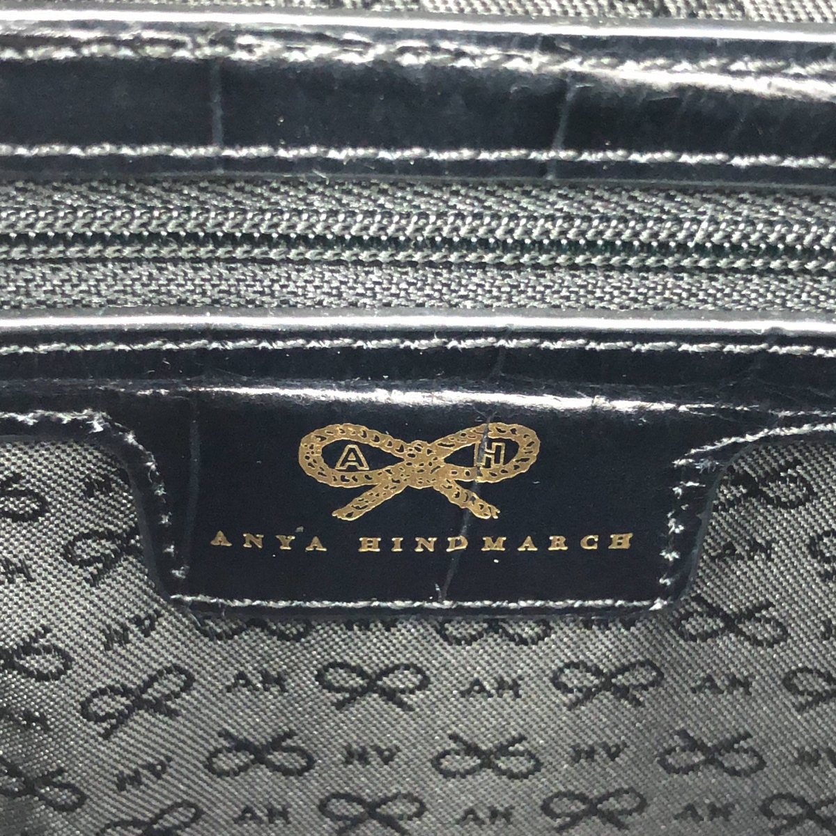 ANYA HINDMARCH / アニヤハインドマーチ カーカー ミニ 2Way クロコ型押し レザー ハンド ショルダーバッグ