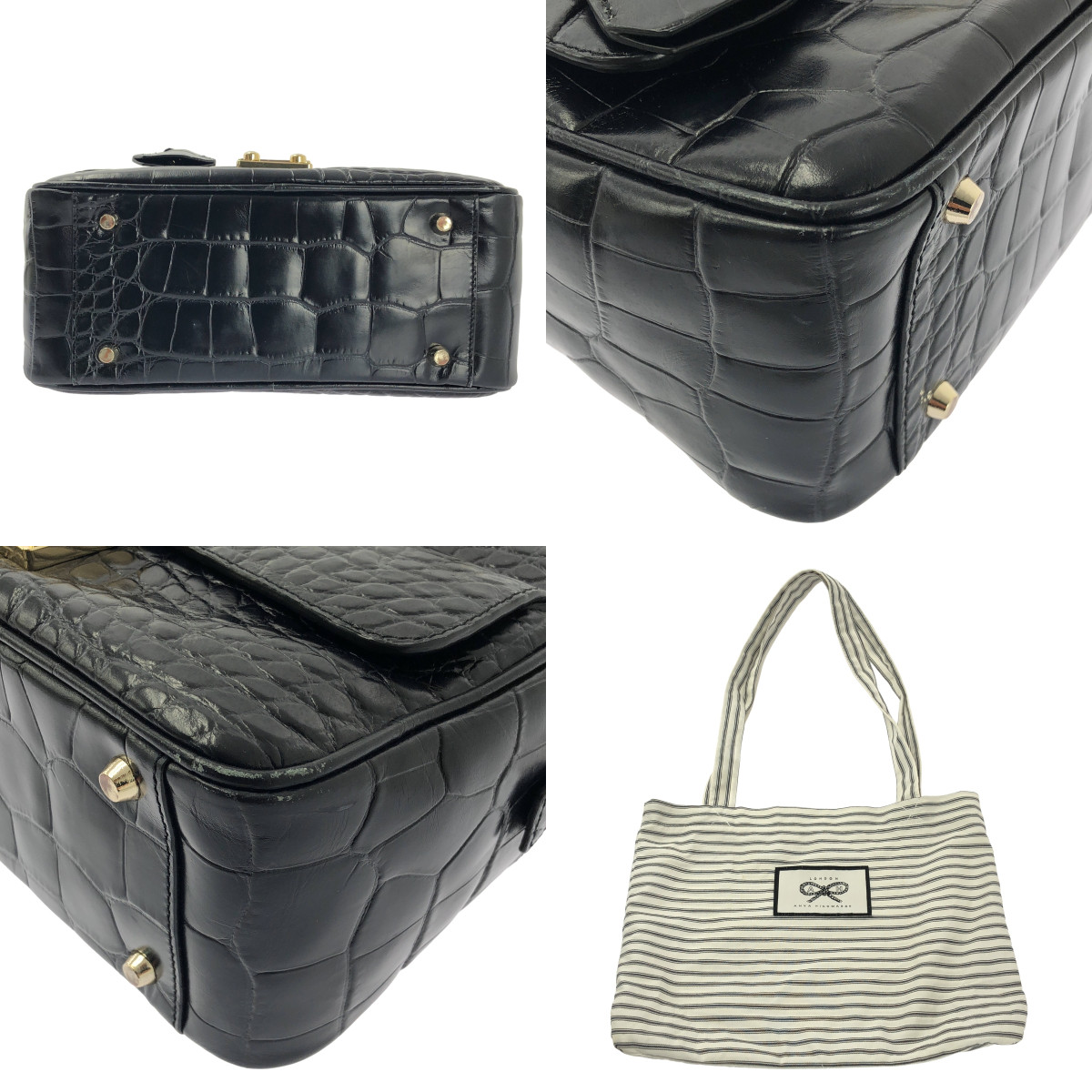 ANYA HINDMARCH / アニヤハインドマーチ カーカー ミニ 2Way クロコ型押し レザー ハンド ショルダーバッグ