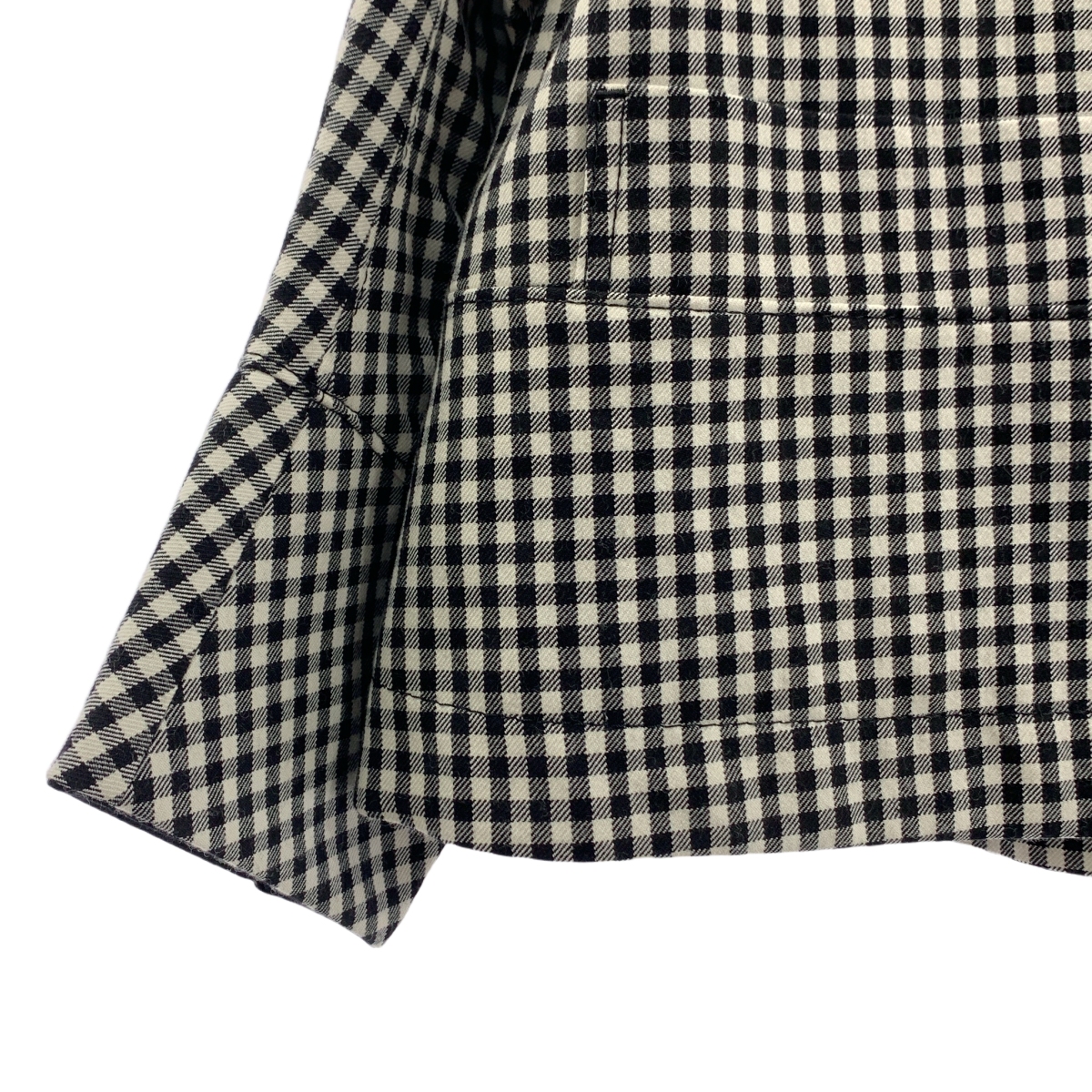 tricot COMME des GARCONS / トリココムデギャルソン ストールドッキング チェック ノーカラー ジャケット コットンウール