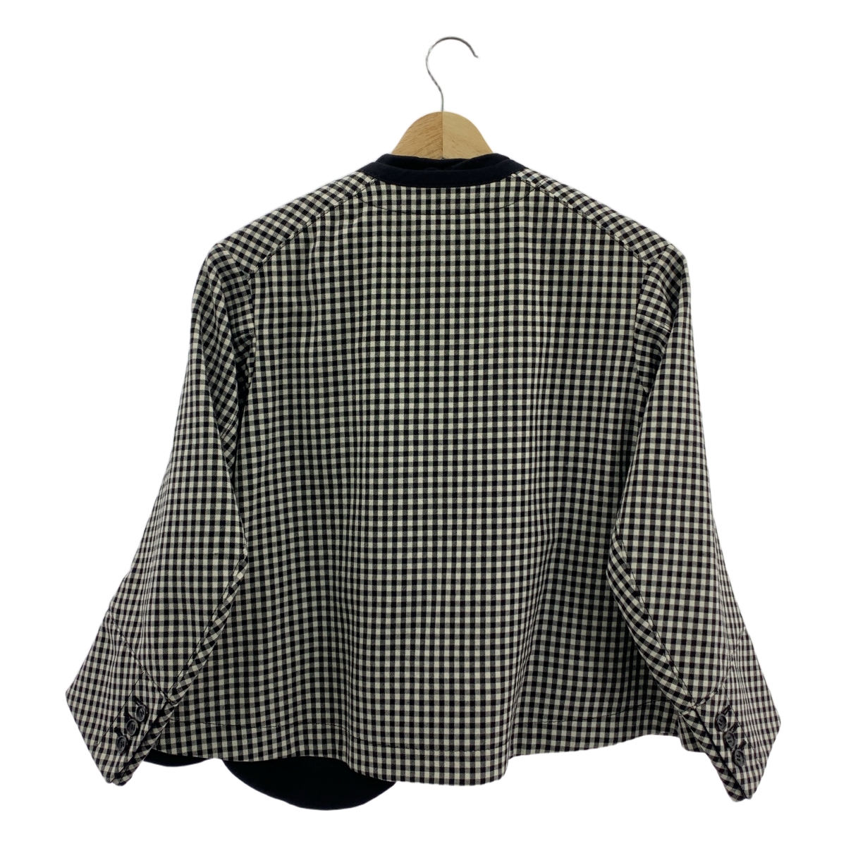 tricot COMME des GARCONS / トリココムデギャルソン ストールドッキング チェック ノーカラー ジャケット コットンウール
