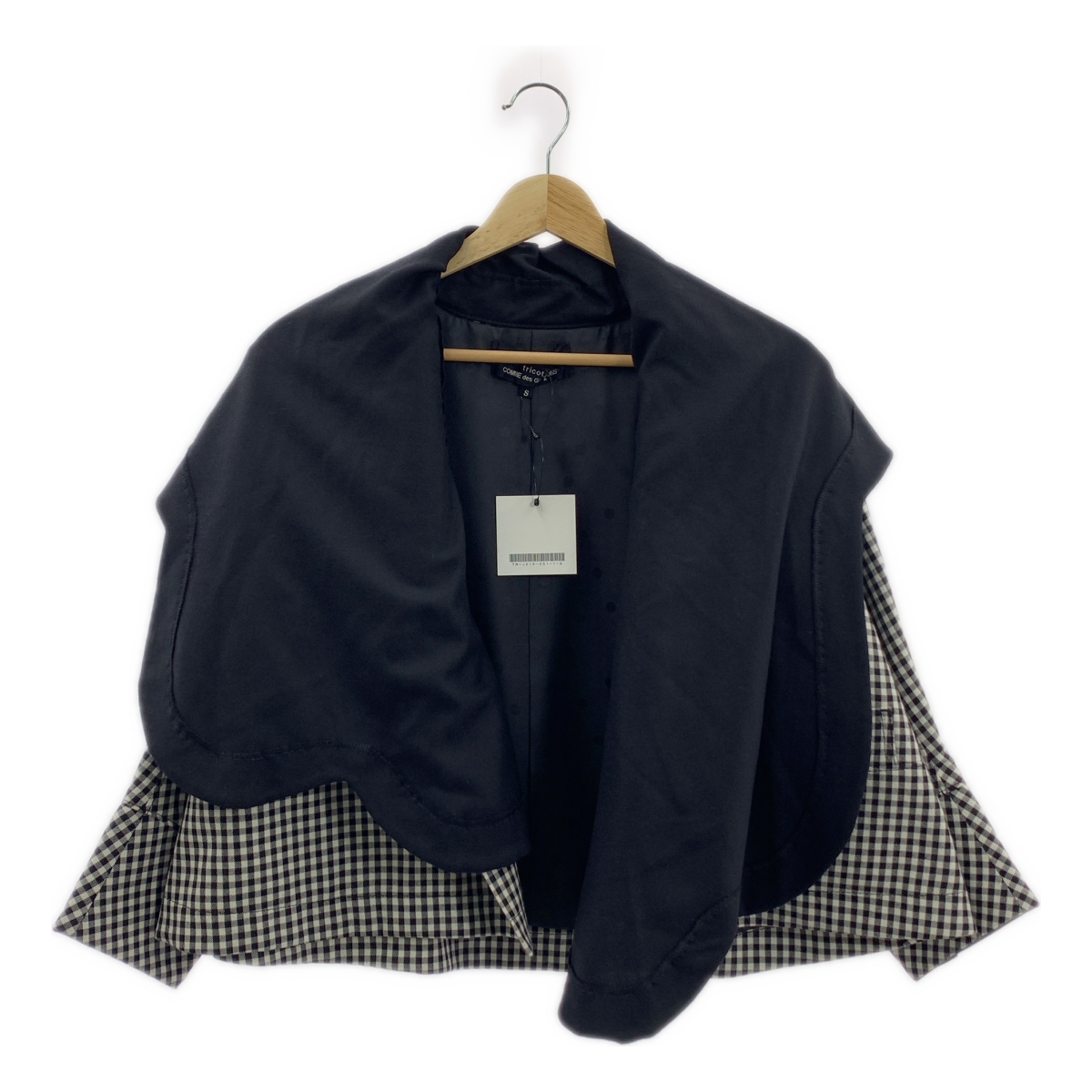 tricot COMME des GARCONS / トリココムデギャルソン ストールドッキング チェック ノーカラー ジャケット コットンウール