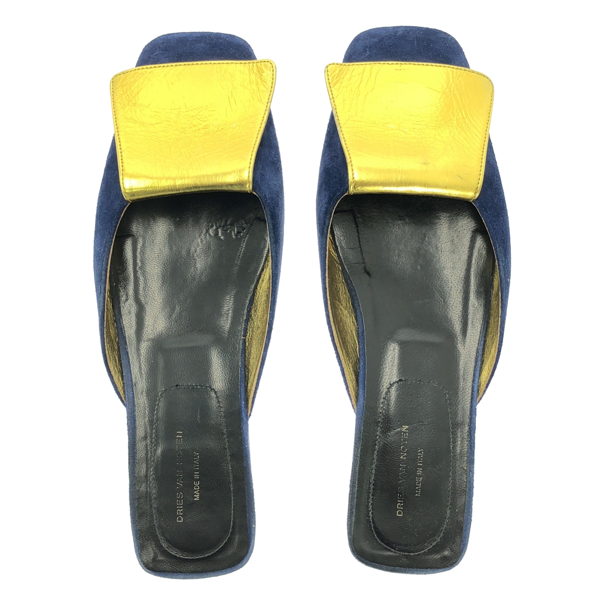 DRIES VAN NOTEN / ドリスヴァンノッテン スエードレザー フラップ スクエアトゥ スリッパ サンダル