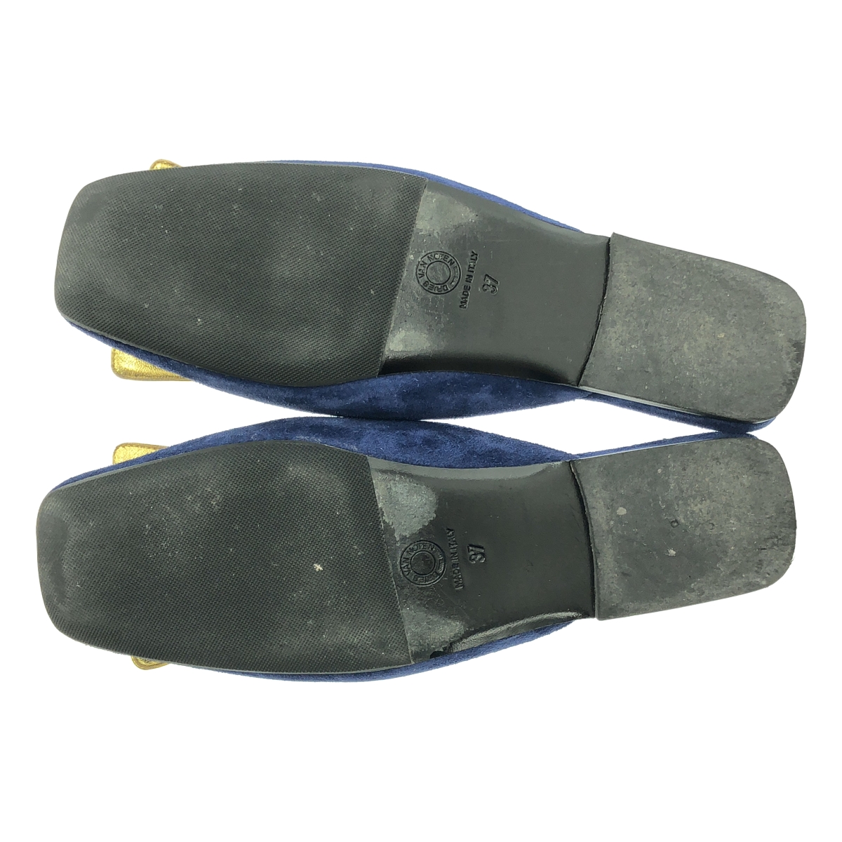 DRIES VAN NOTEN / ドリスヴァンノッテン スエードレザー フラップ スクエアトゥ スリッパ サンダル