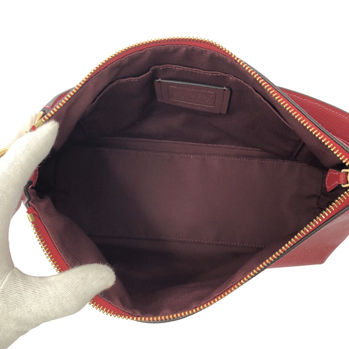 COACH / コーチ 2way ショルダー付き レザー ロゴ ハンドバッグ