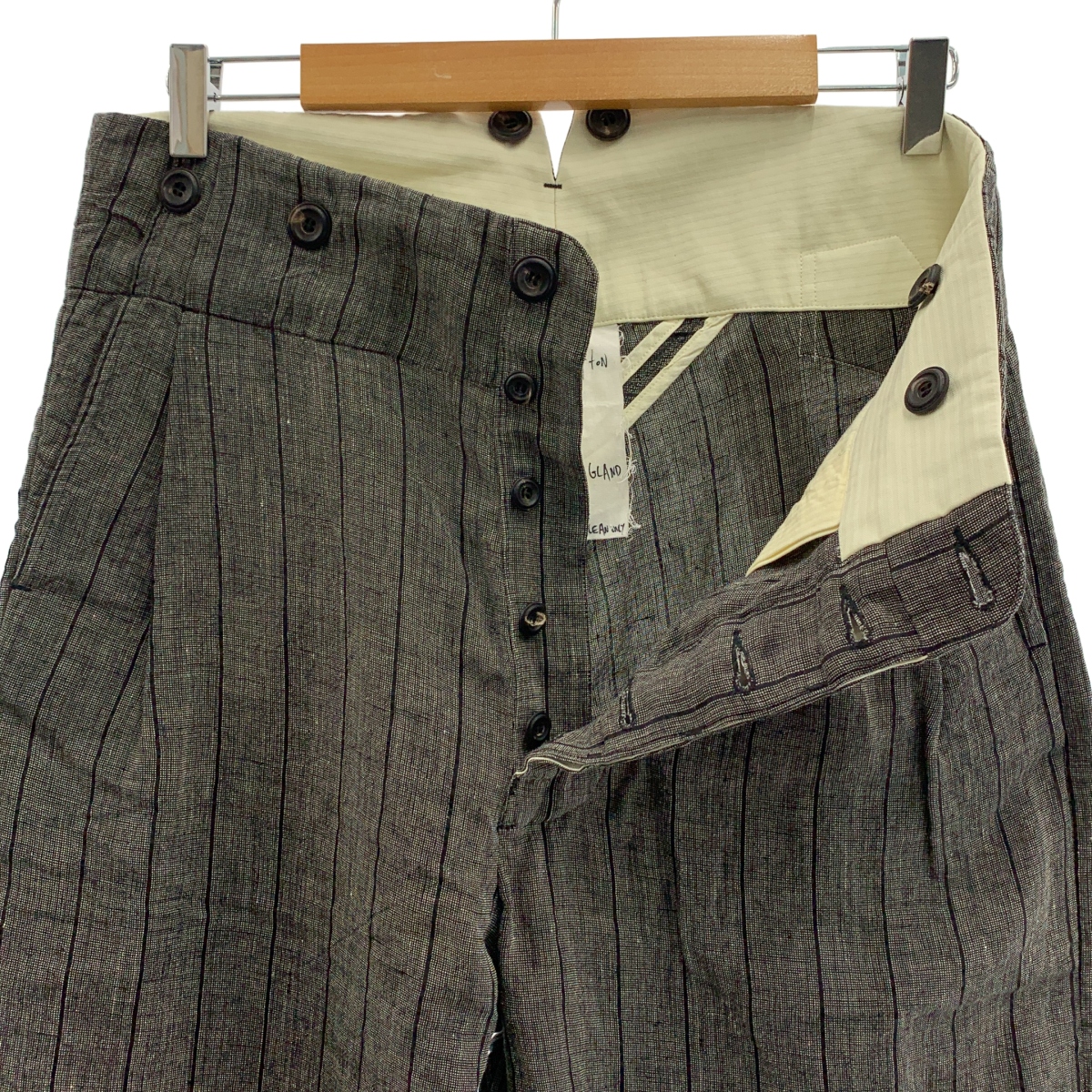 JOHN ALEXANDER SKELTON / ジョンアレキサンダースケルトン stripe trousers / ストライプ シンチバック トラウザーズ ワイドパンツ