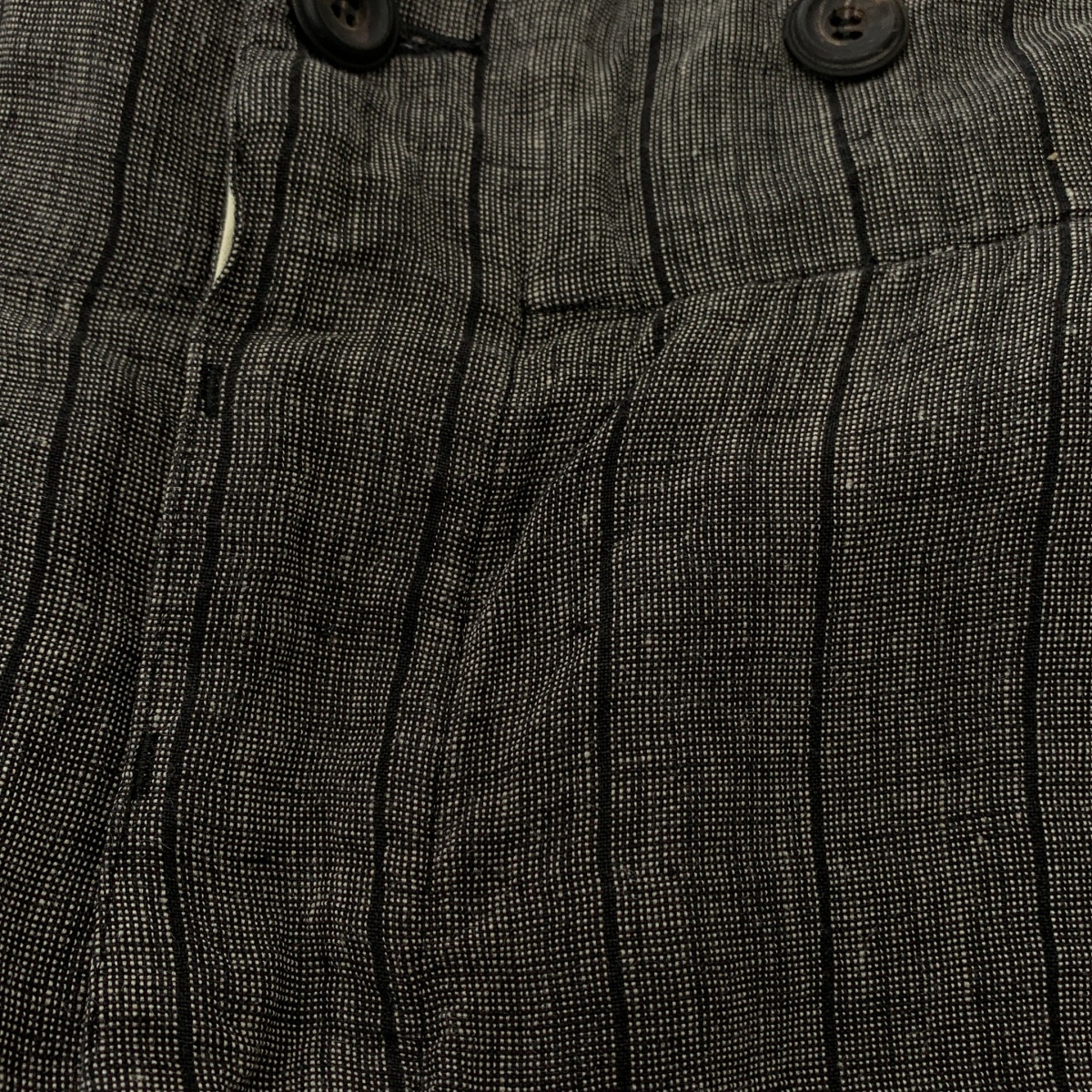 JOHN ALEXANDER SKELTON / ジョンアレキサンダースケルトン stripe trousers / ストライプ シンチバック トラウザーズ ワイドパンツ