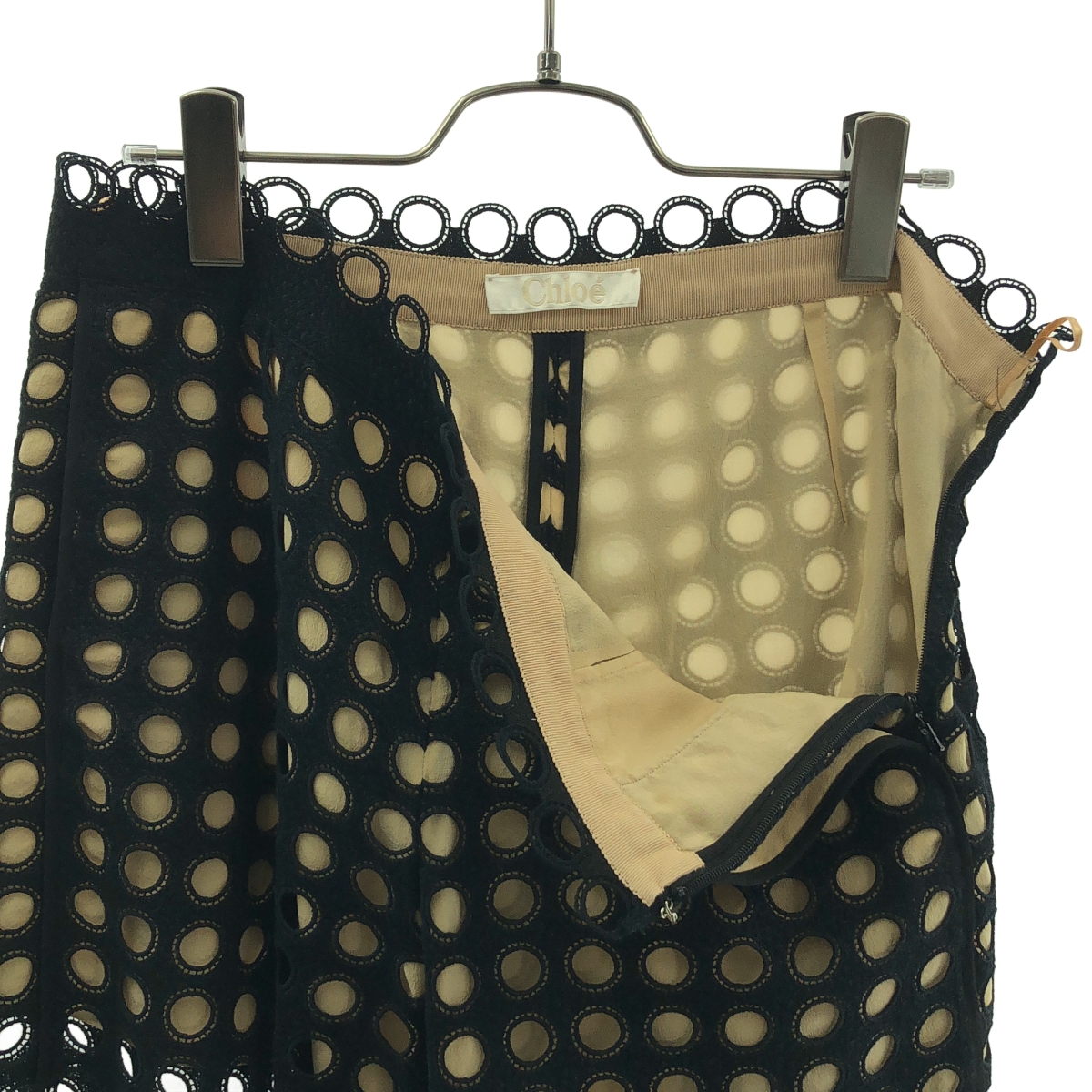 Chloe / クロエ パンチング ロゴサイドジップ キュロット ショートパンツ ショーツ / シルク裏地