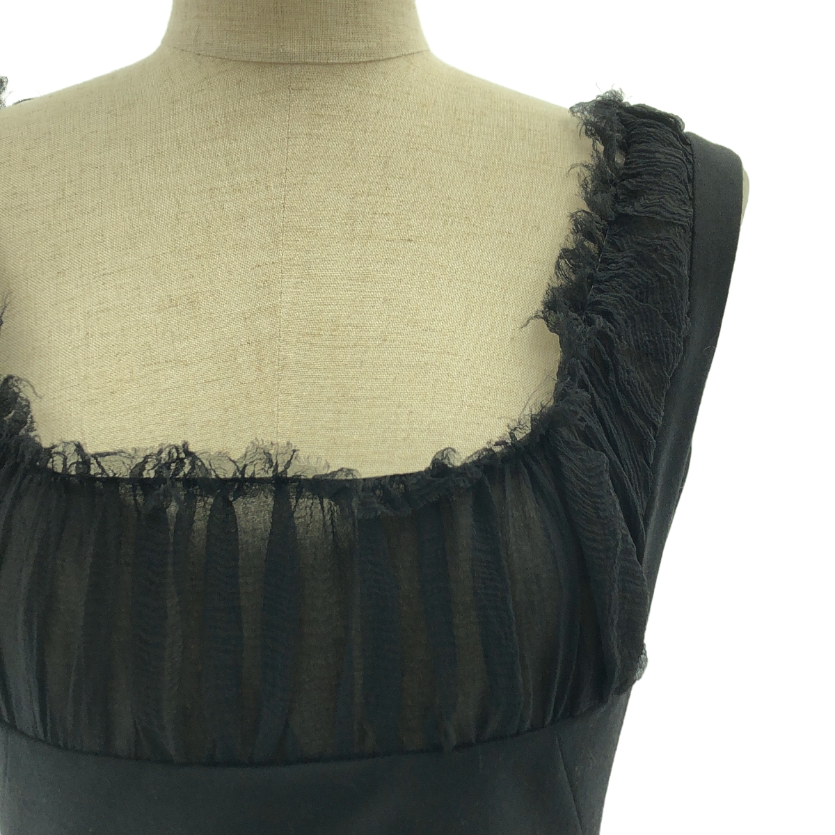 ALEXANDER MCQUEEN / アレキサンダーマックイーン ウール シルク 切替 ノースリーブ ドレス ワンピース