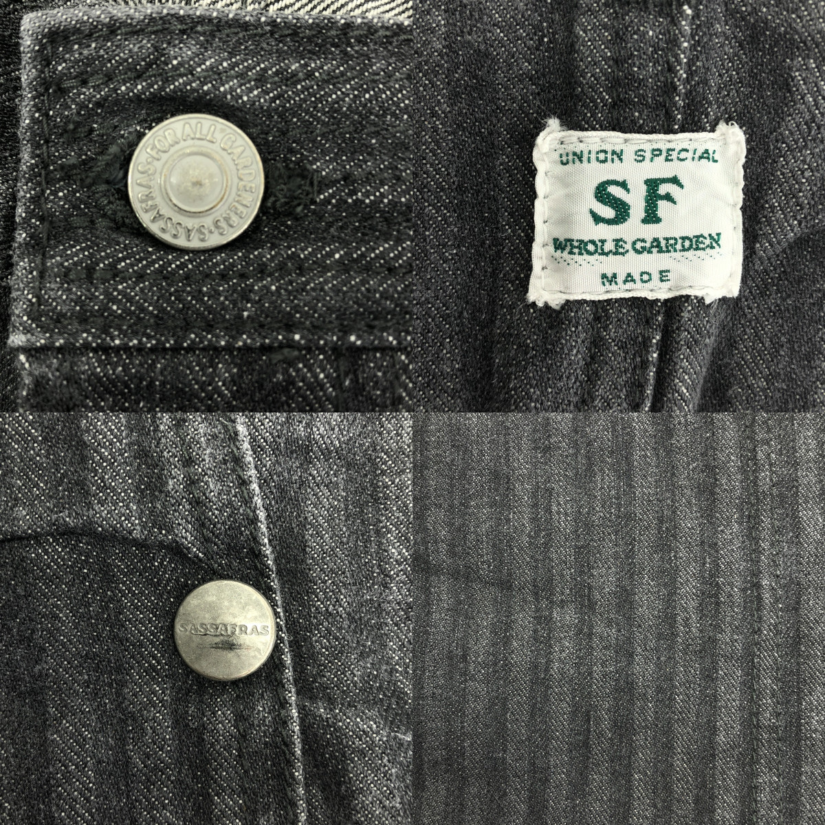 SASSAFRAS / ササフラス ブラックデニム ワーク ワイドパンツ