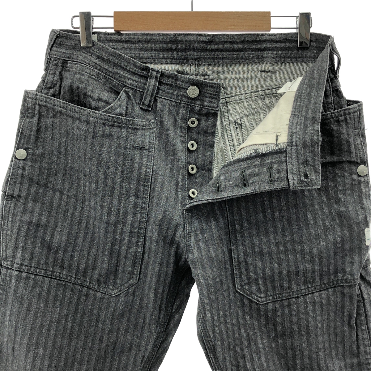 SASSAFRAS / ササフラス ブラックデニム ワーク ワイドパンツ