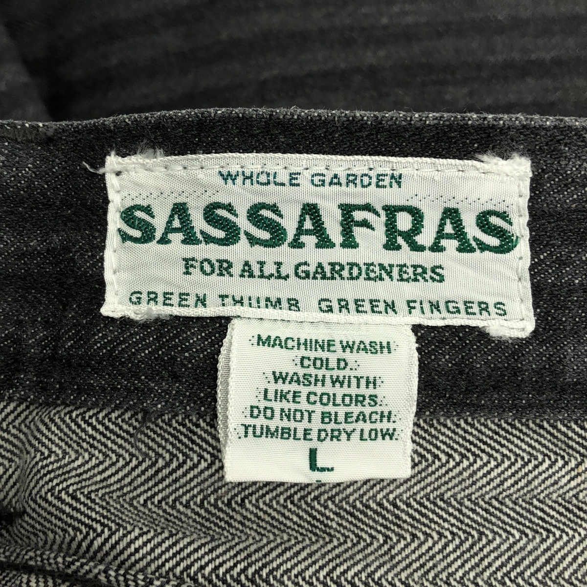 SASSAFRAS / ササフラス ブラックデニム ワーク ワイドパンツ