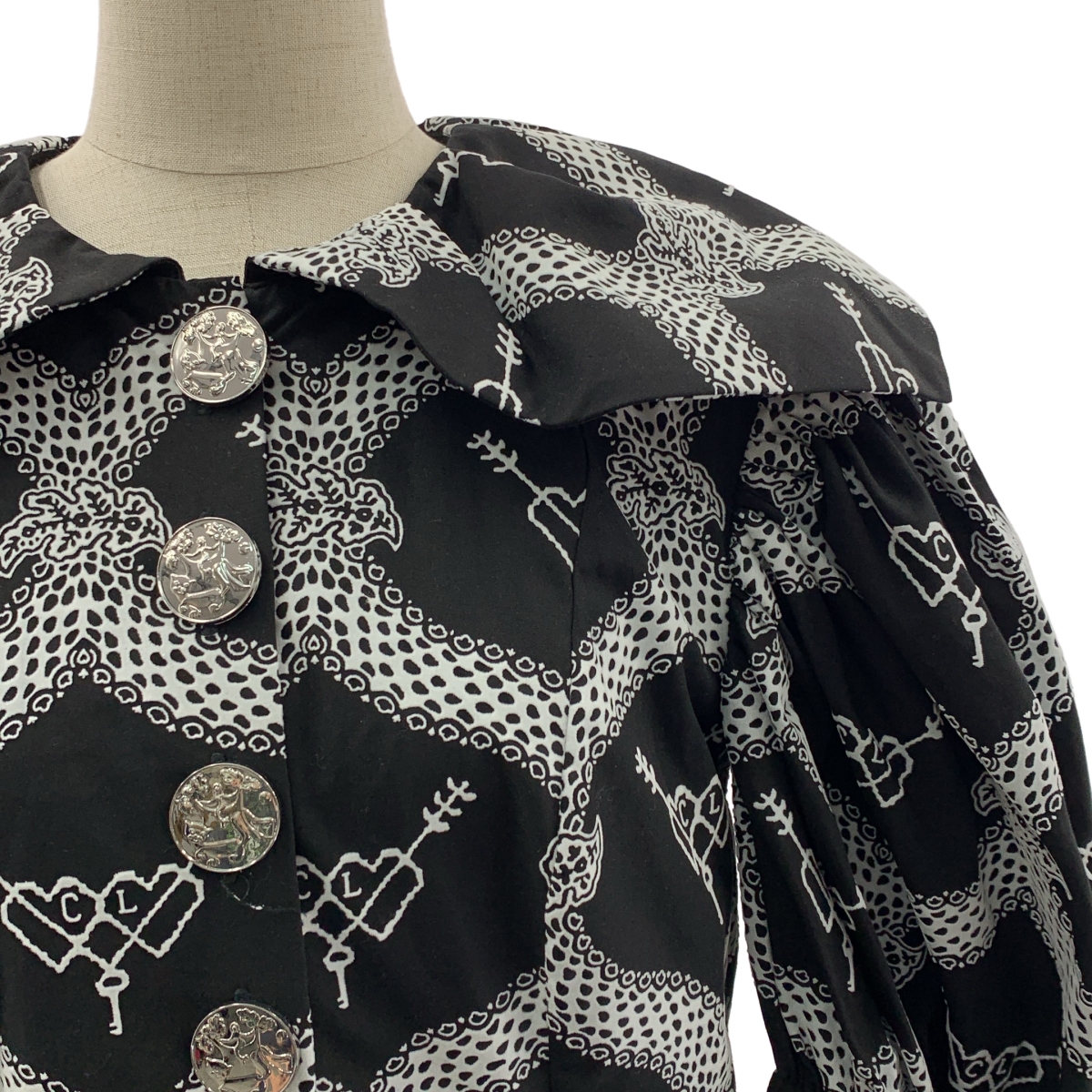 その他 総柄 レザーベルテッド プリーツ ボリューム ドレス ワンピース