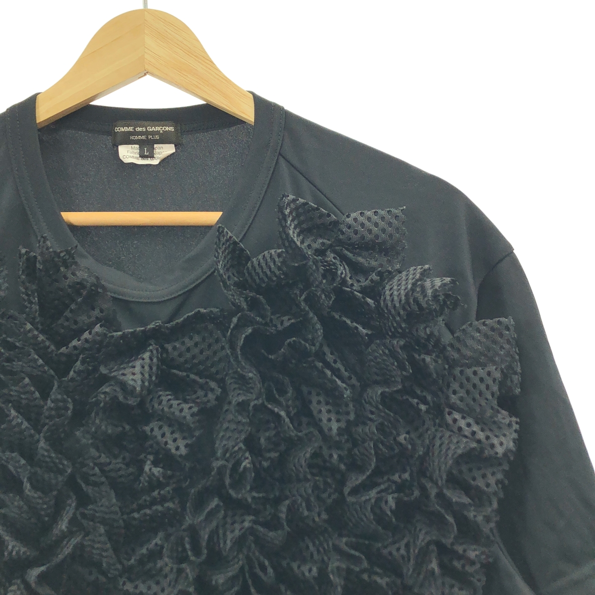 COMME des GARCONS HOMME PLUS / コムデギャルソンオムプリュス フロントメッシュフリル ポリエステル カットソー