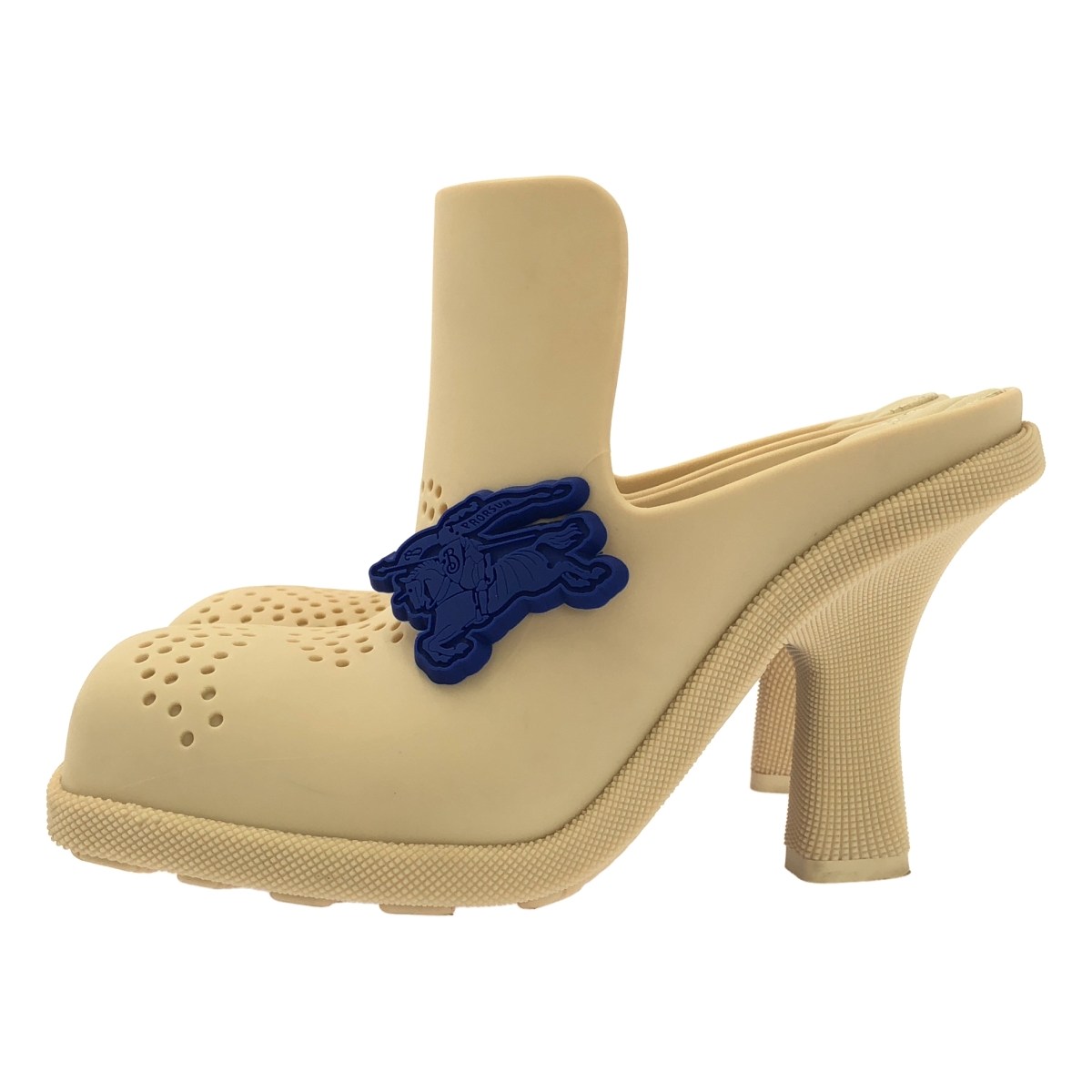 Burberry / バーバリー Equestrian Knight Square-Toe Slip-On Mules / ロゴ スクエアトゥ パンチング ヒール パンプス