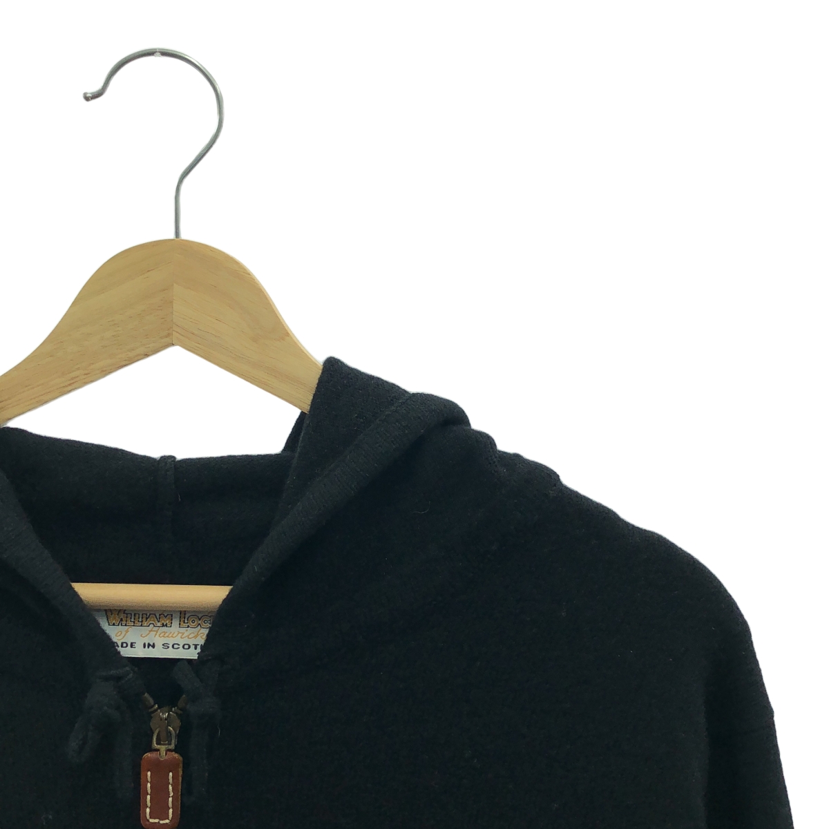 WILLIAM LOCKIE / ウィリアムロッキー ウール レザージップ ニット フーディ