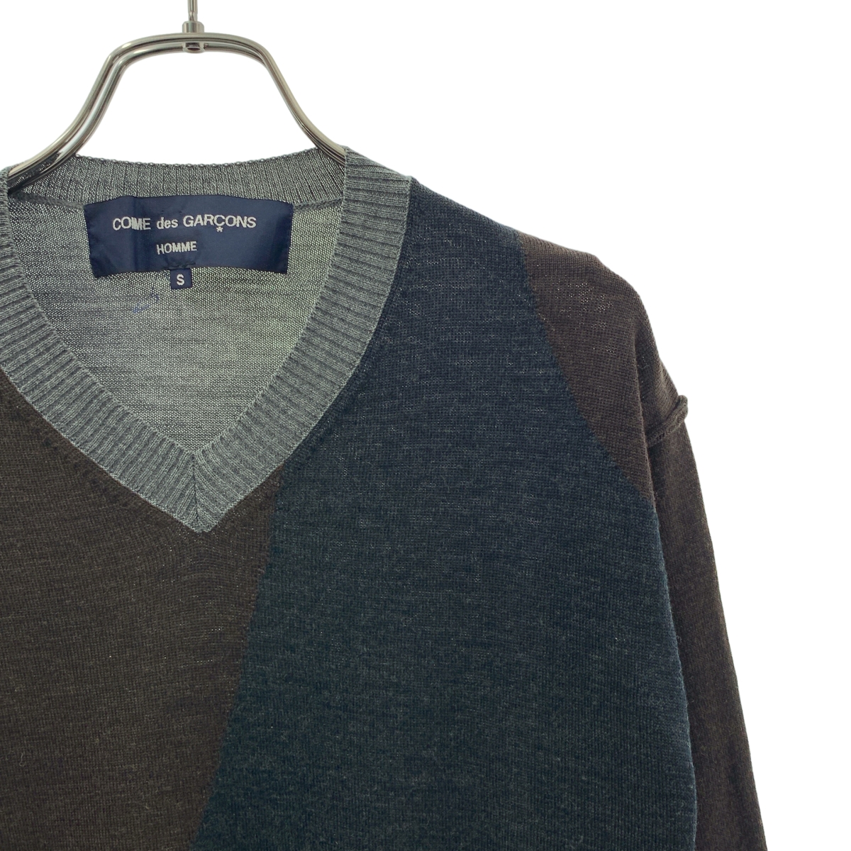 COMME des GARCONS HOMME / コムデギャルソンオム ウール インサイドアウト 切替  Vネックニット