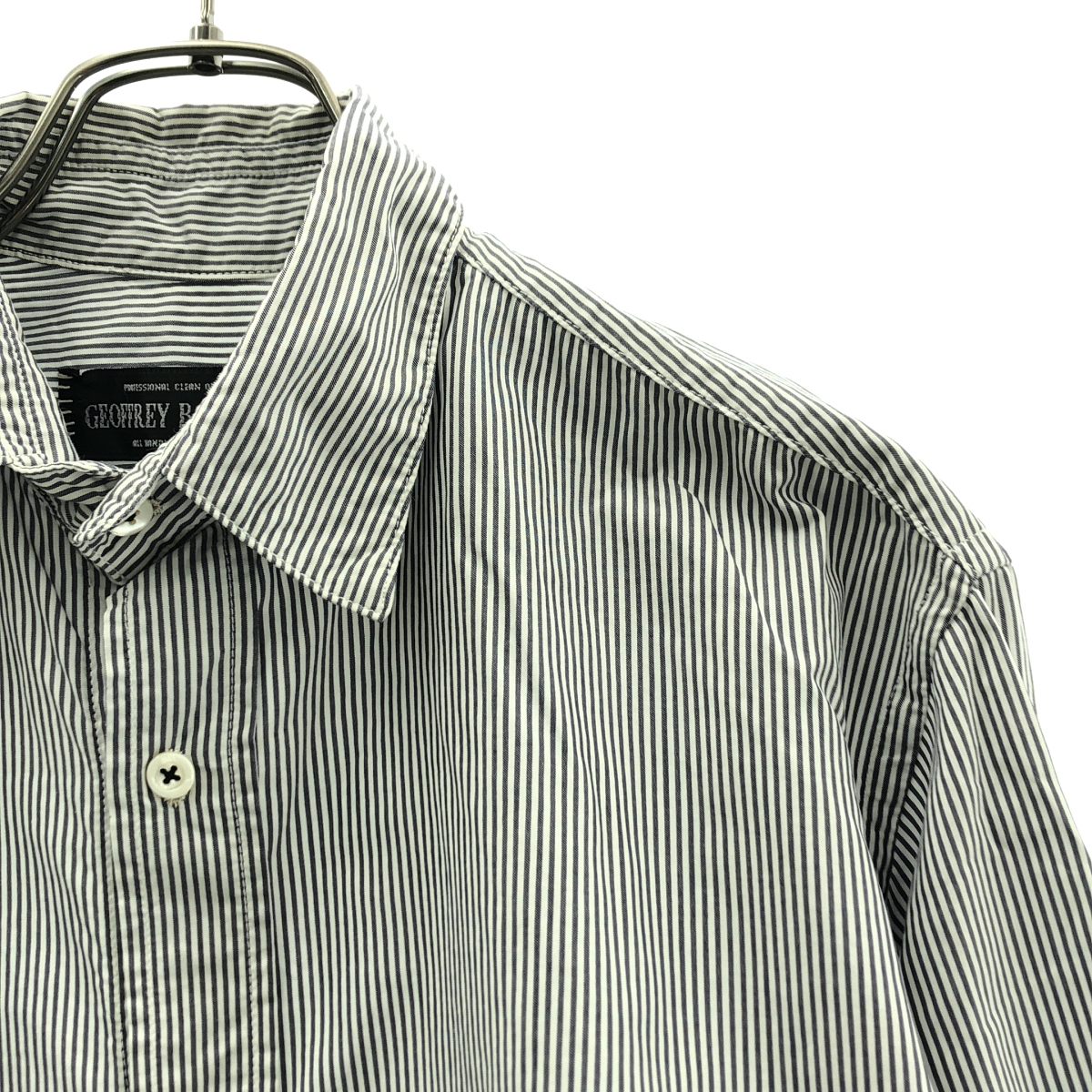 GEOFFREY B.SMALL / ジェフリーBスモール コットン ストライプ オーバーシルエット レギュラーカラー シャツ