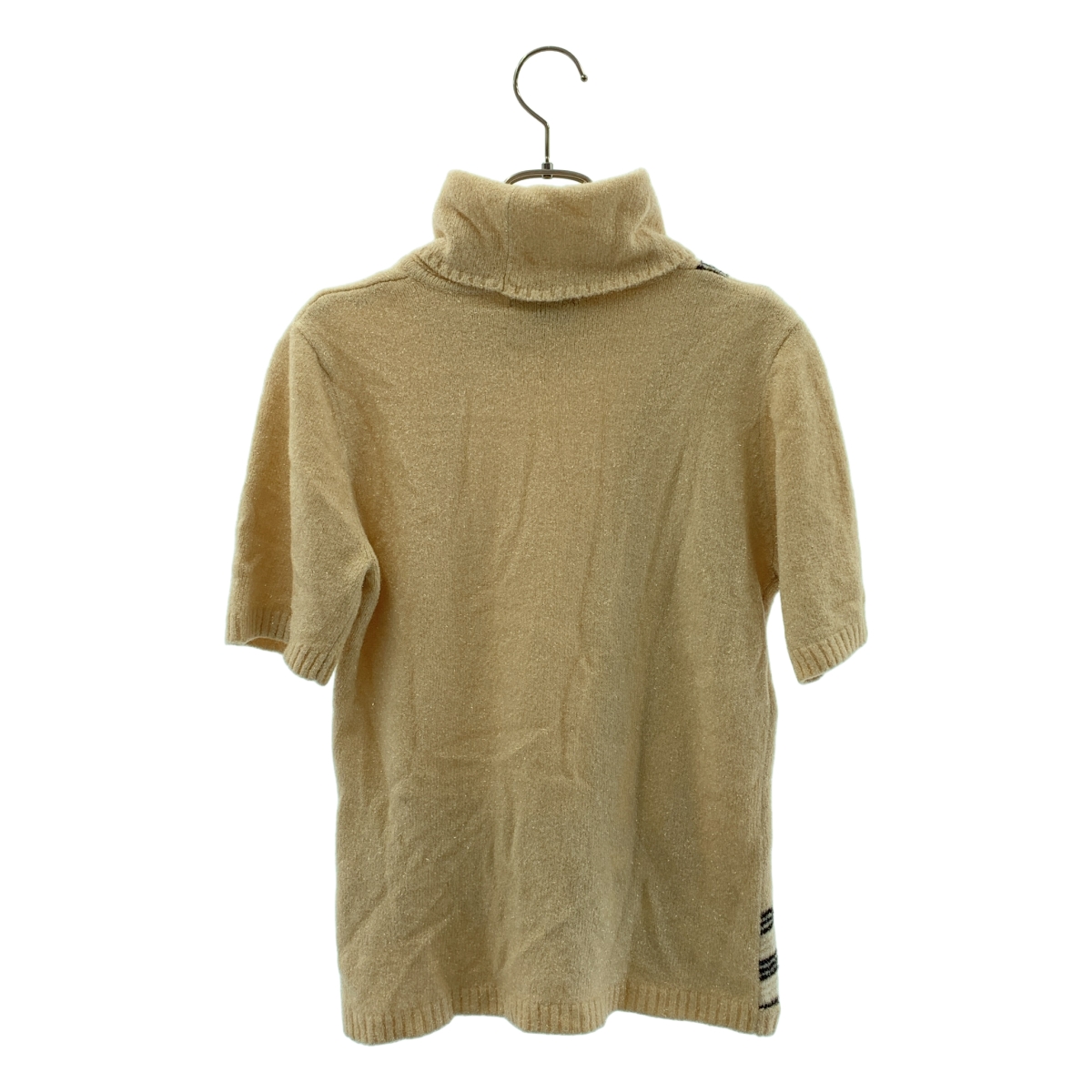 BURBERRY LONDON / バーバリーロンドン チェック ラメ タートルネック ショートスリーブ ニット