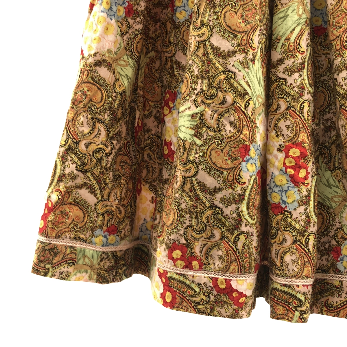 PINK HOUSE / ピンクハウス 総柄 ギャザー ボリューム バックジップ スカート