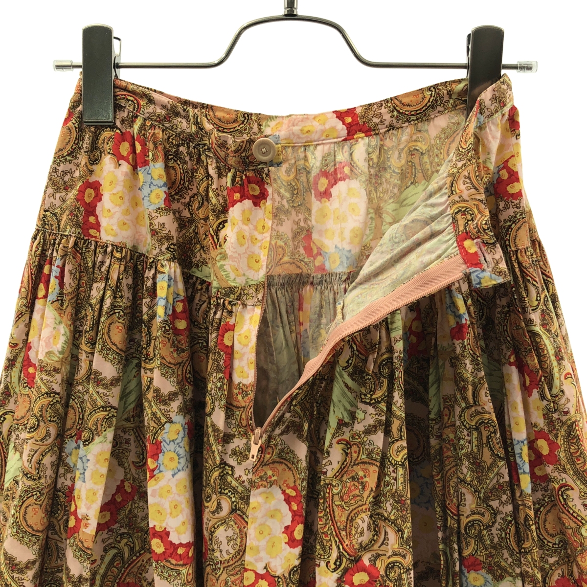 PINK HOUSE / ピンクハウス 総柄 ギャザー ボリューム バックジップ スカート