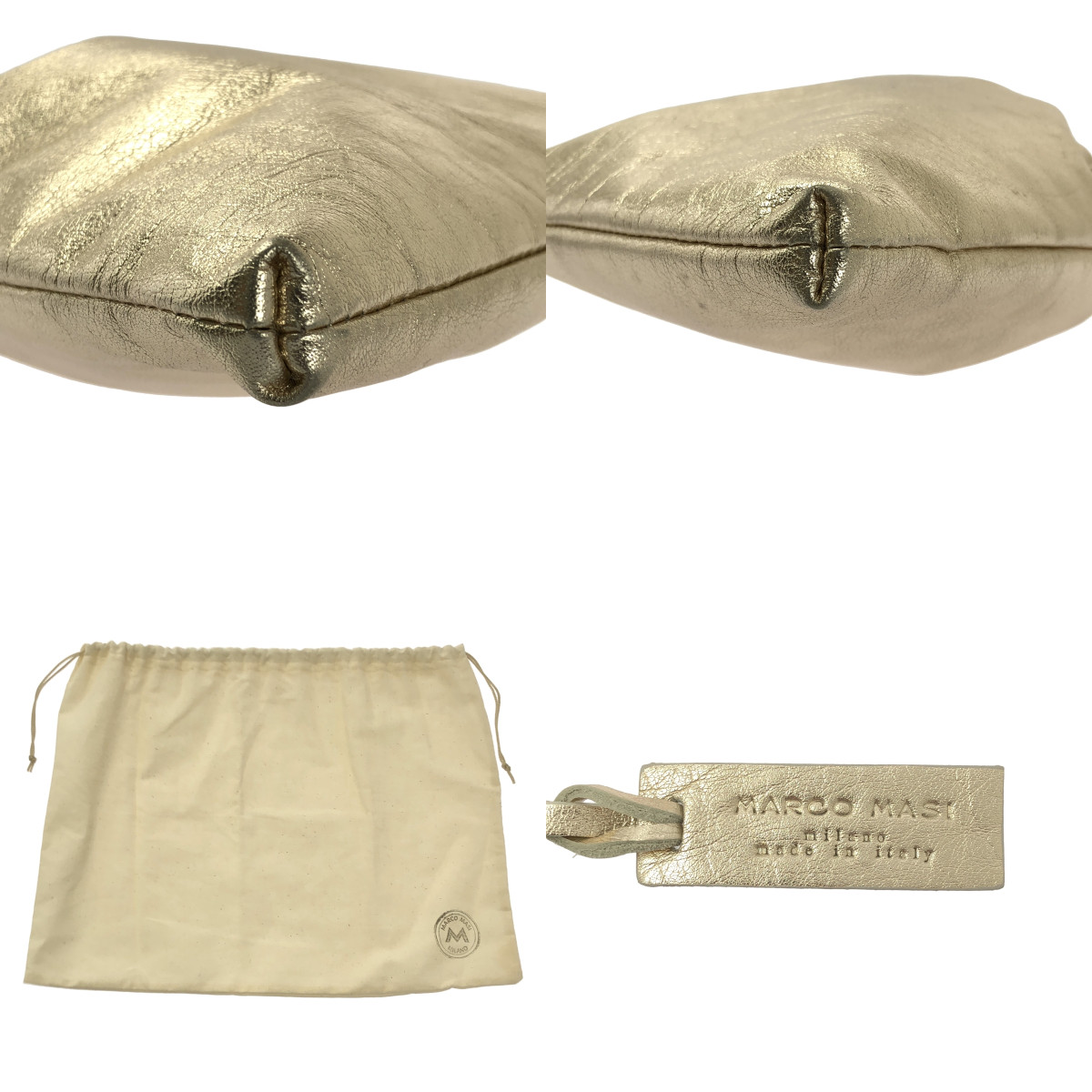 MARCO MASI / マルコマージ レザー ロゴチャーム ドローストリング 巾着 ショルダーバッグ