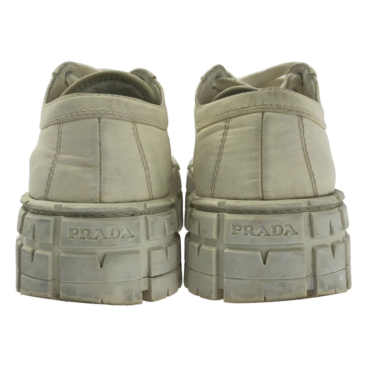 PRADA / プラダ Re Nylon / レザー ロゴ ダブルホイール ナイロンギャバジン プラットフォーム スニーカー