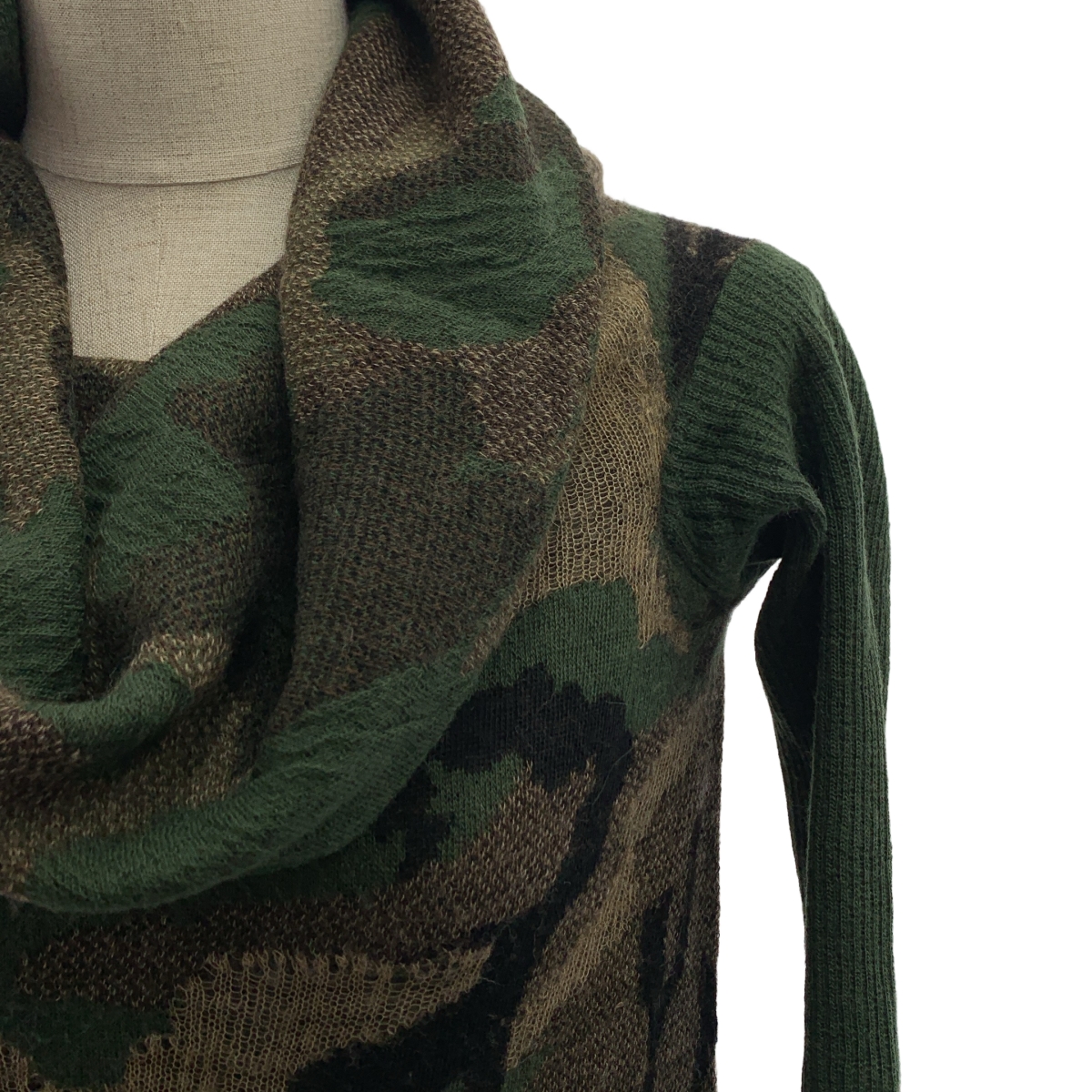 JUNYA WATANABE COMME des GARCONS / ジュンヤワタナベ ウール カモフラージュ 変形 オーバーネック ニット セーター