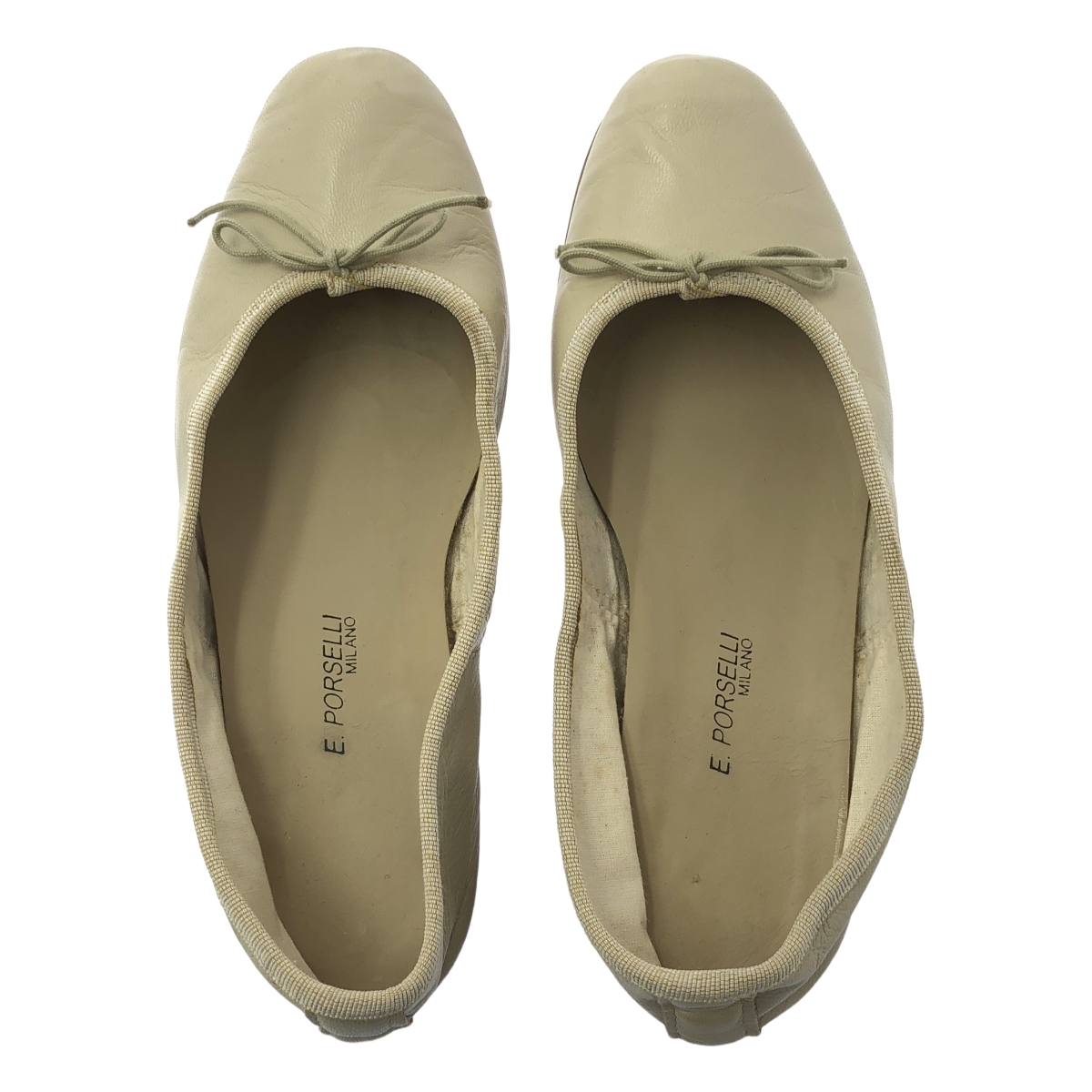 E.PORSELLI / ポルセリE レザー リボン オペラ バレエシューズ