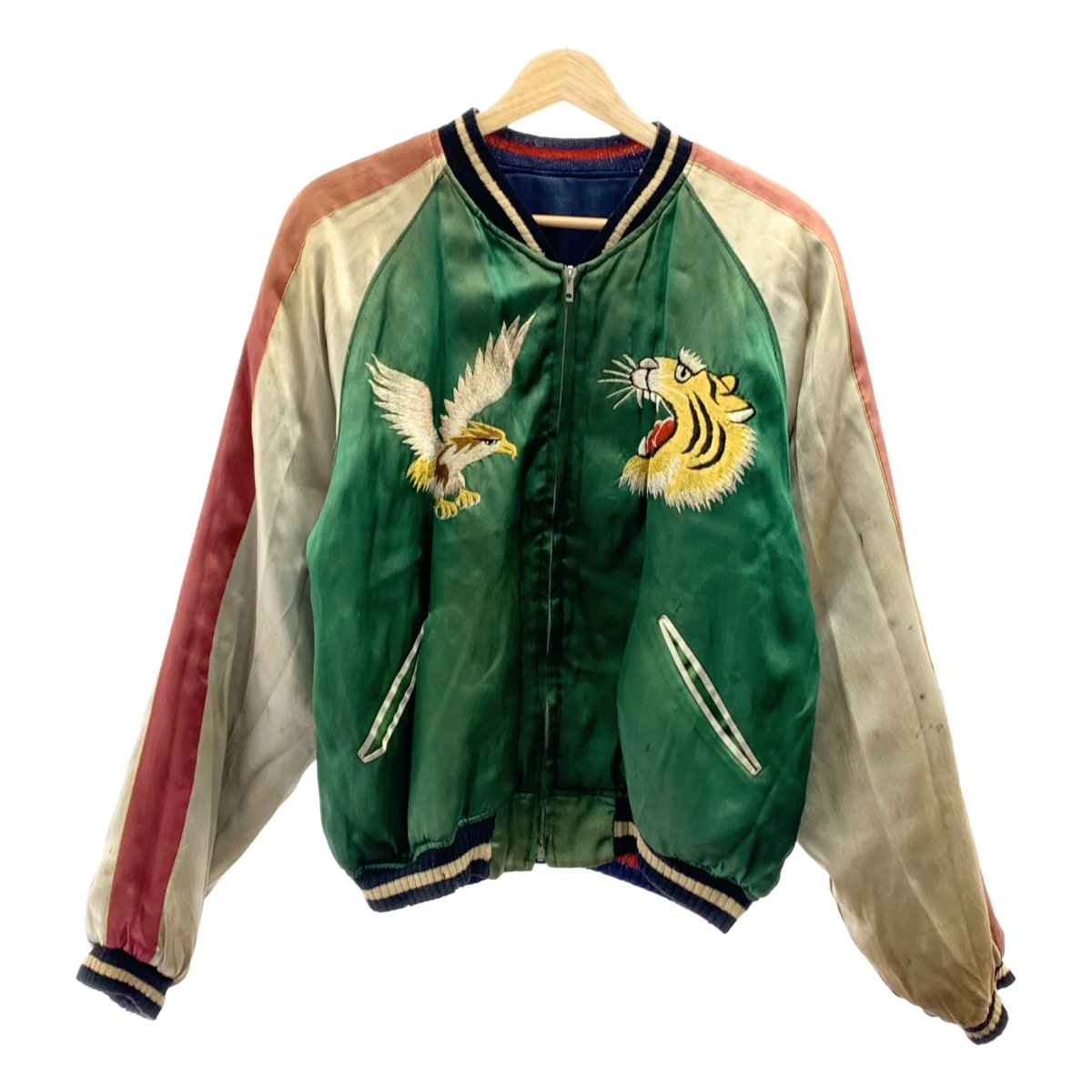 VINTAGE / ヴィンテージ古着 推定40-50s ヴィンテージ TTS バタフライジップ  リバーシブル スカジャン 鷹×虎