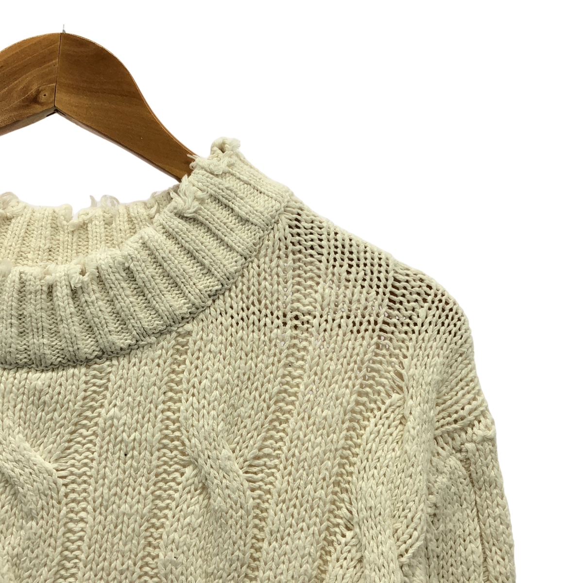 その他 コットン ダメージ加工 ケーブルニット