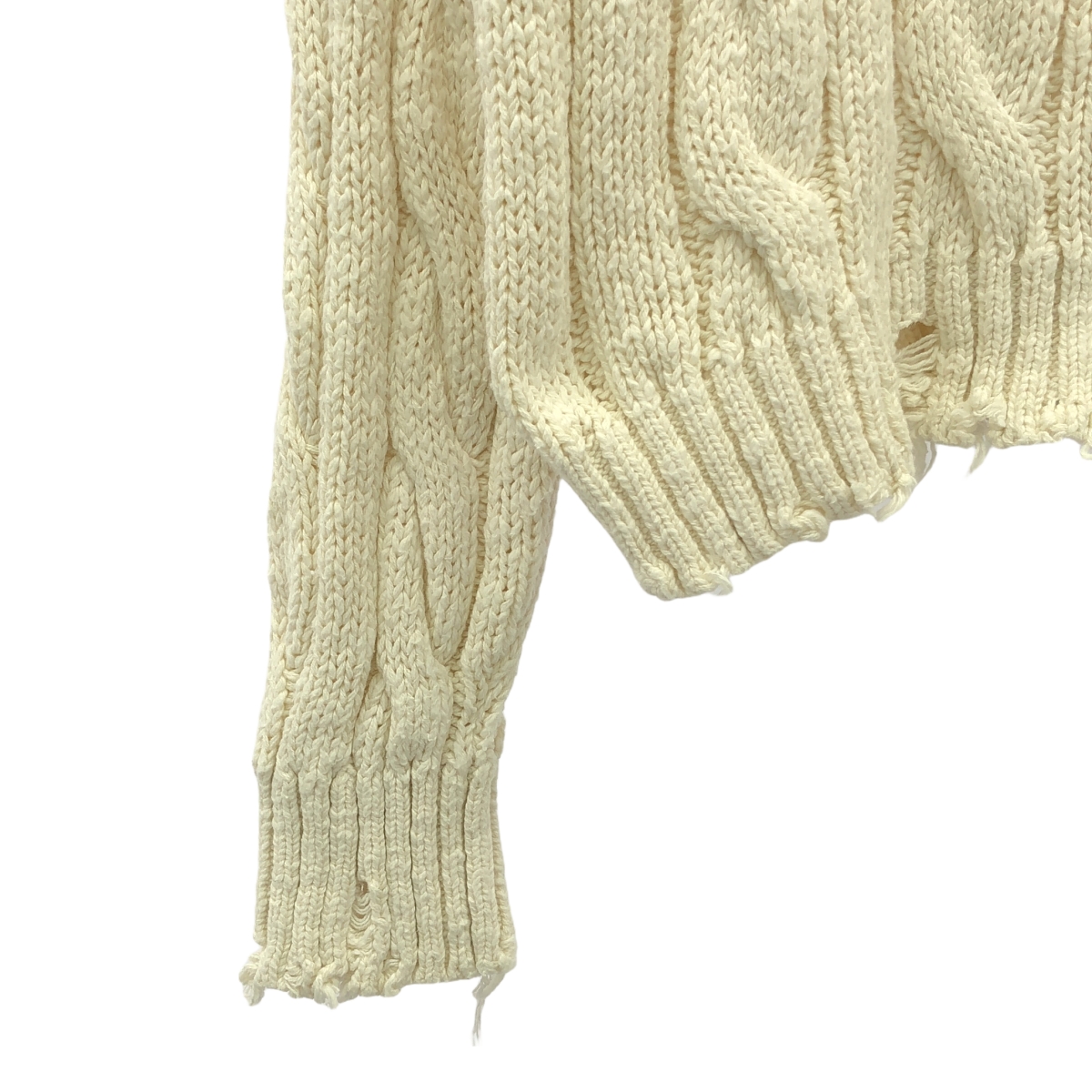 その他 コットン ダメージ加工 ケーブルニット