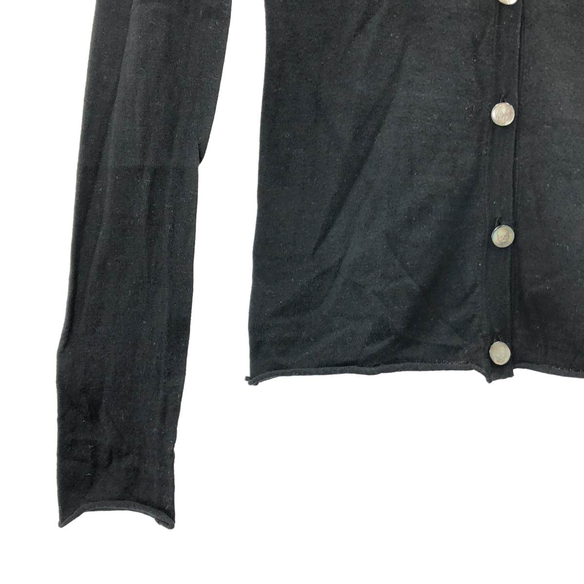 lucien pellat-finet / ルシアンペラフィネ コットン カシミヤ ワンポイント刺しゅう Vネック ニットカーディガン