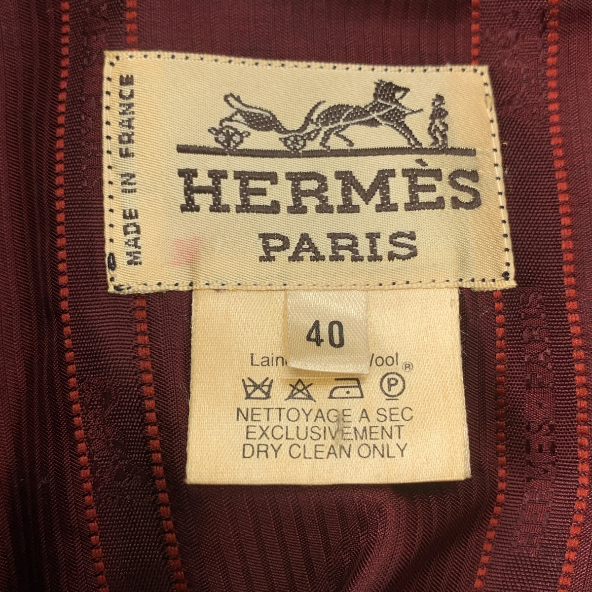 HERMES / エルメス ヴィンテージ ウール レザー切替 チェスターコート