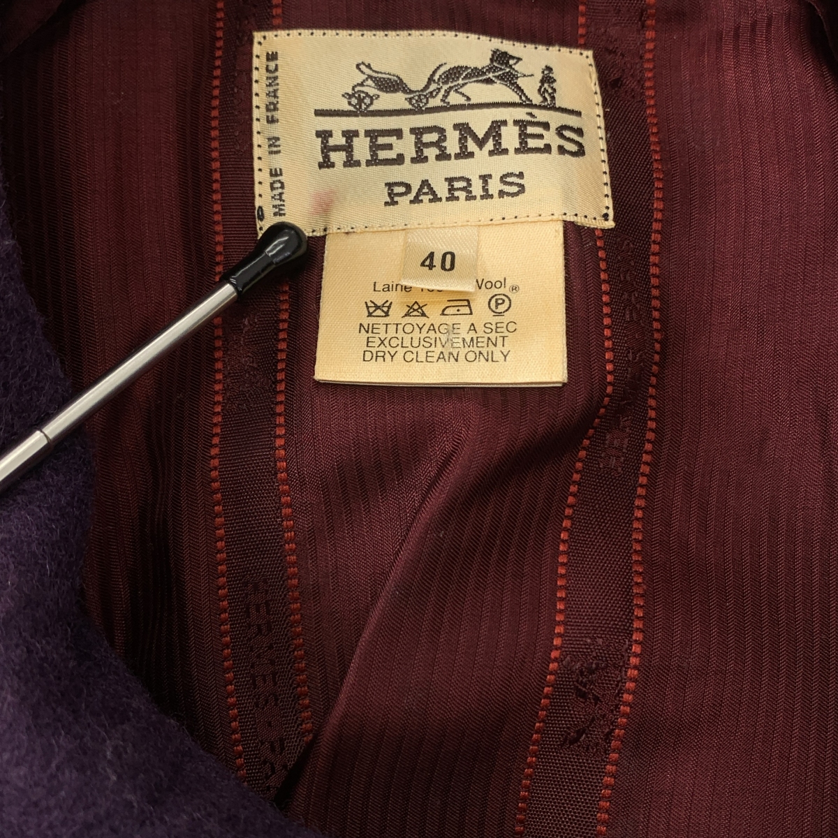 HERMES / エルメス ヴィンテージ ウール レザー切替 チェスターコート