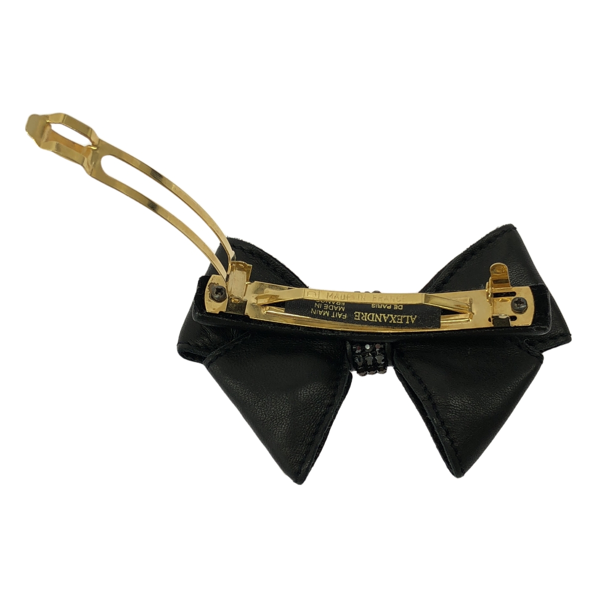 ALEXANDRE DE PARIS / アレクサンドルドゥパリ レザー ビジュー リボン ヘアクリップ