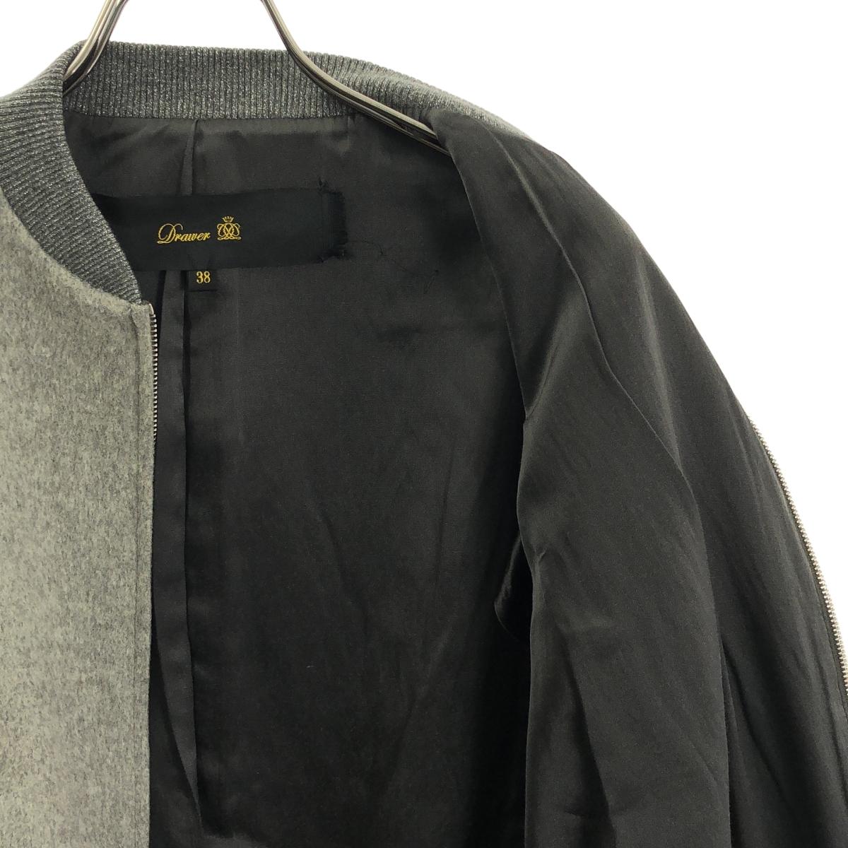 Drawer / ドゥロワー シルク混 ラメ ジップアップ ブルゾン ジャケット